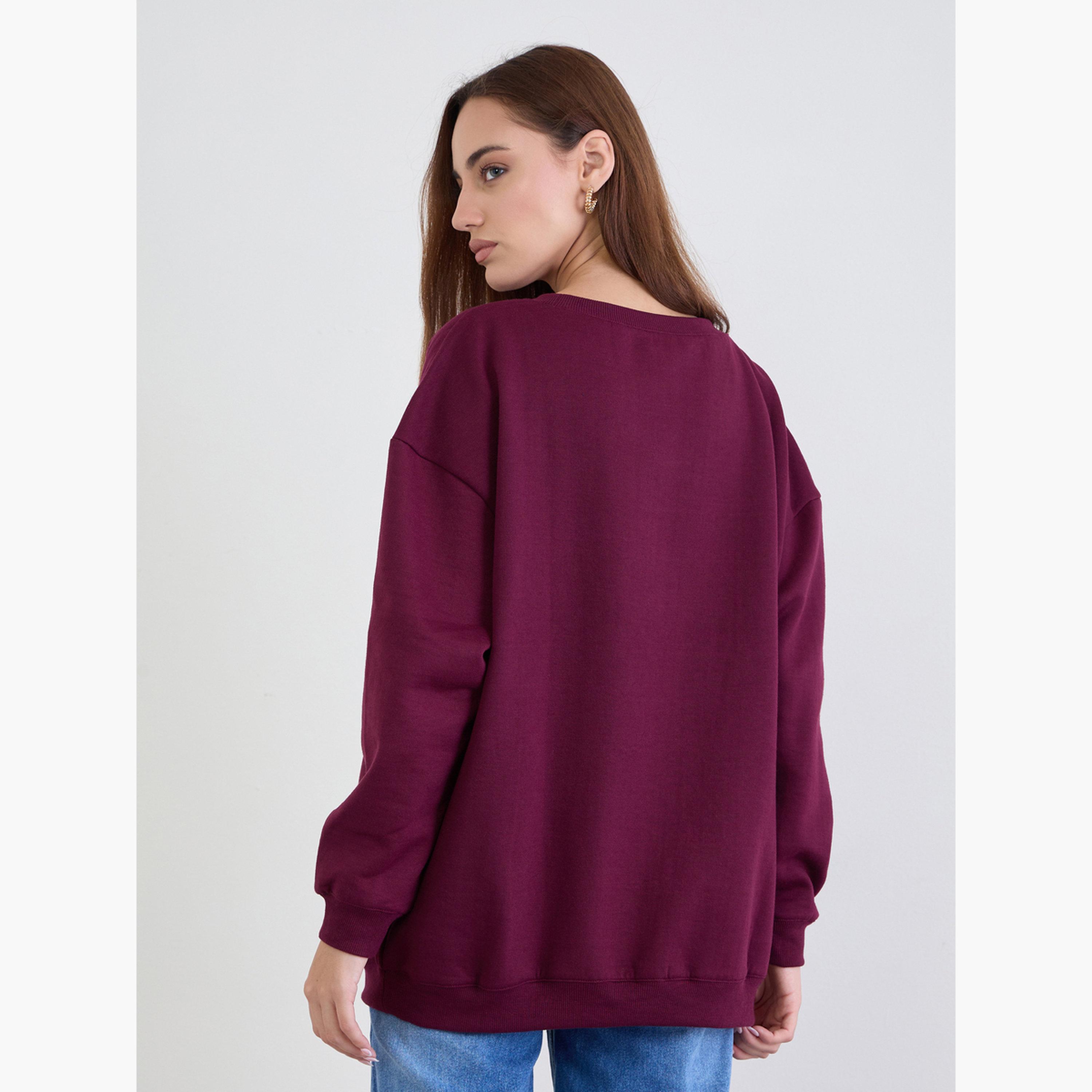 Styli California Embroidered Round Neck Long Sleeves Women's Sweatshirt-women-clothing-hoodiesandsweatshirts-sweatshirts-image-4