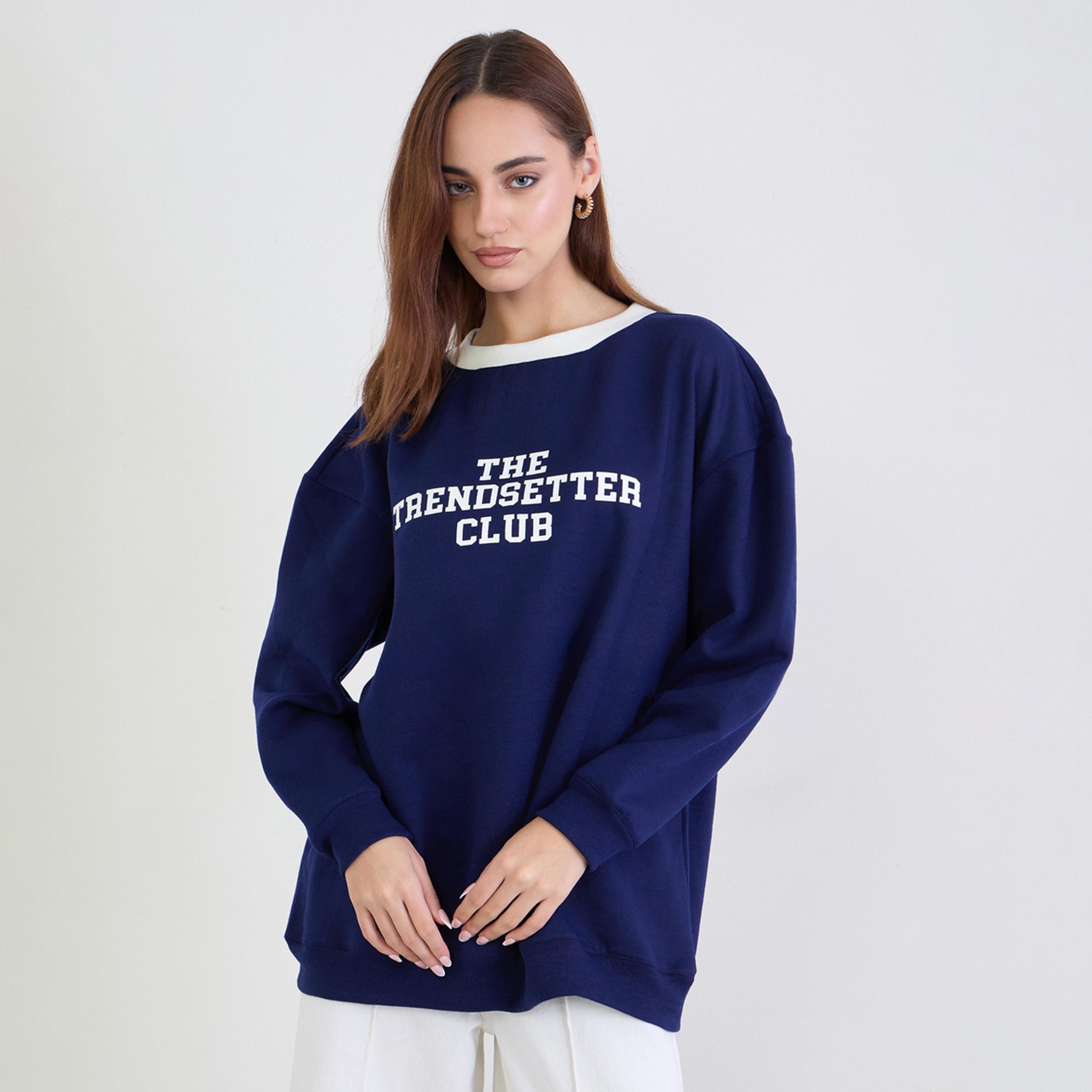 Styli Slogan Printed Round Neck Long Sleeves Women's Sweatshirt-women-clothing-hoodiesandsweatshirts-sweatshirts-image-1