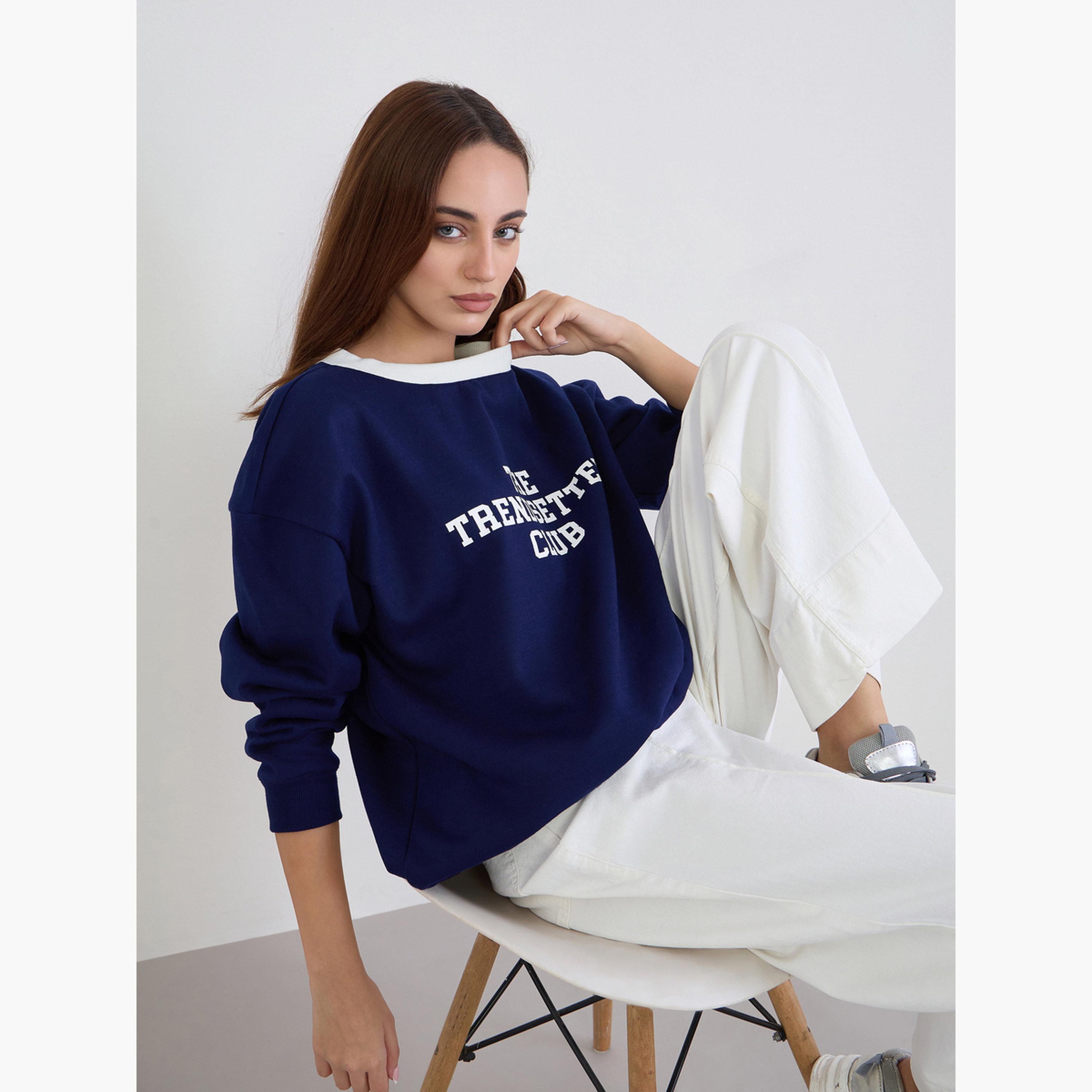 Styli Slogan Printed Round Neck Long Sleeves Women's Sweatshirt-women-clothing-hoodiesandsweatshirts-sweatshirts-image-3