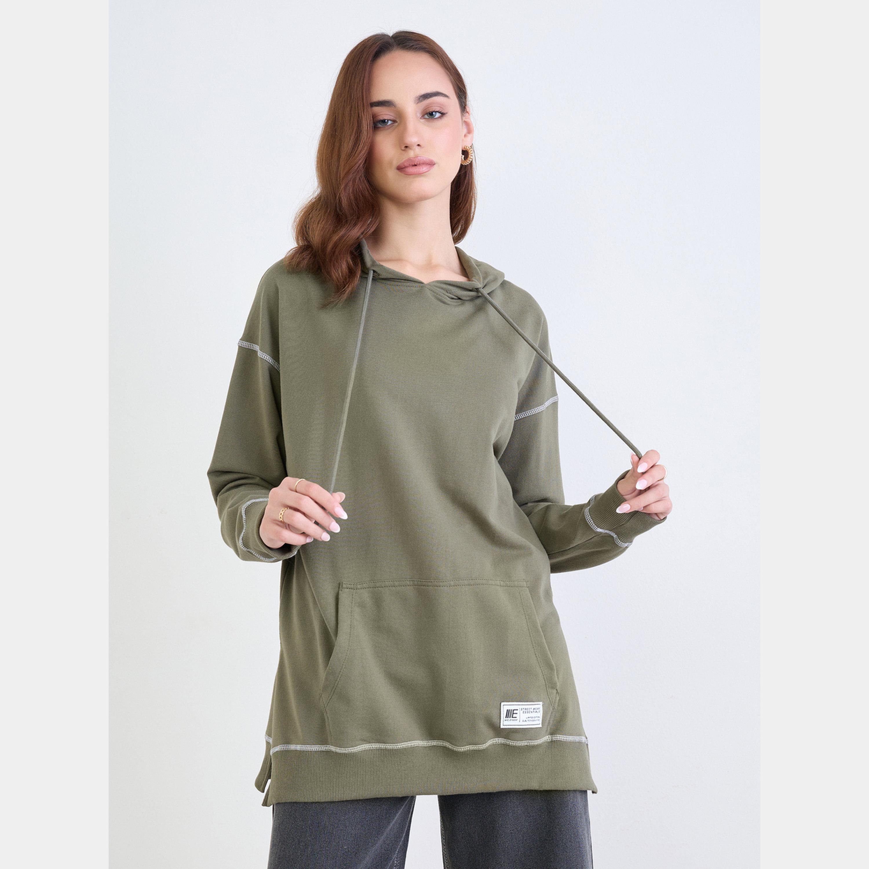 ستايلي - هودي نسائي سادة بأكمام طويلة ورقبة بقلنسوة-women-clothing-hoodiesandsweatshirts-hoodies-image-1