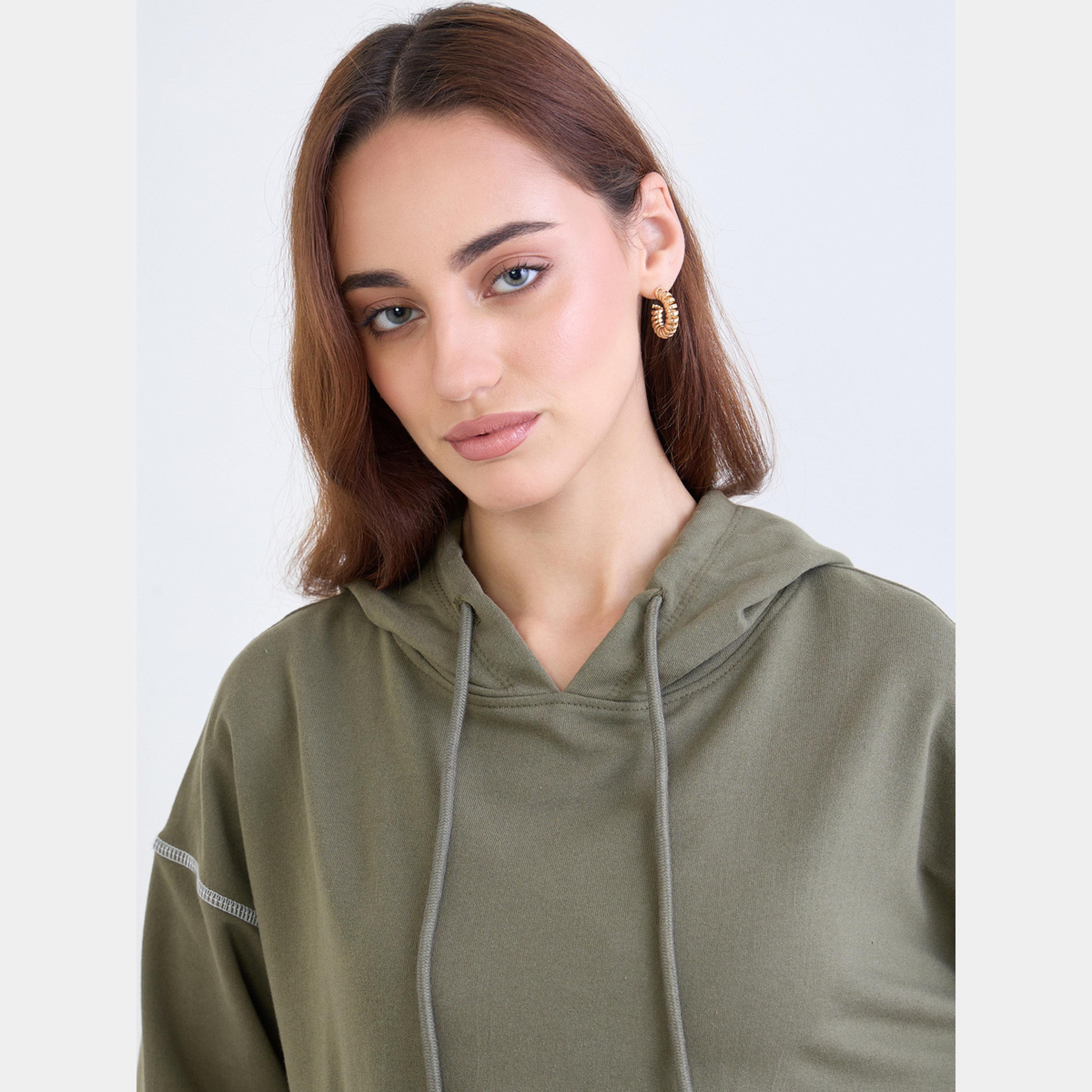 Styli Khaki Oversized Longline Hoodie-women-winterwear-hoodiesandsweatshirts-hoodies-image-4