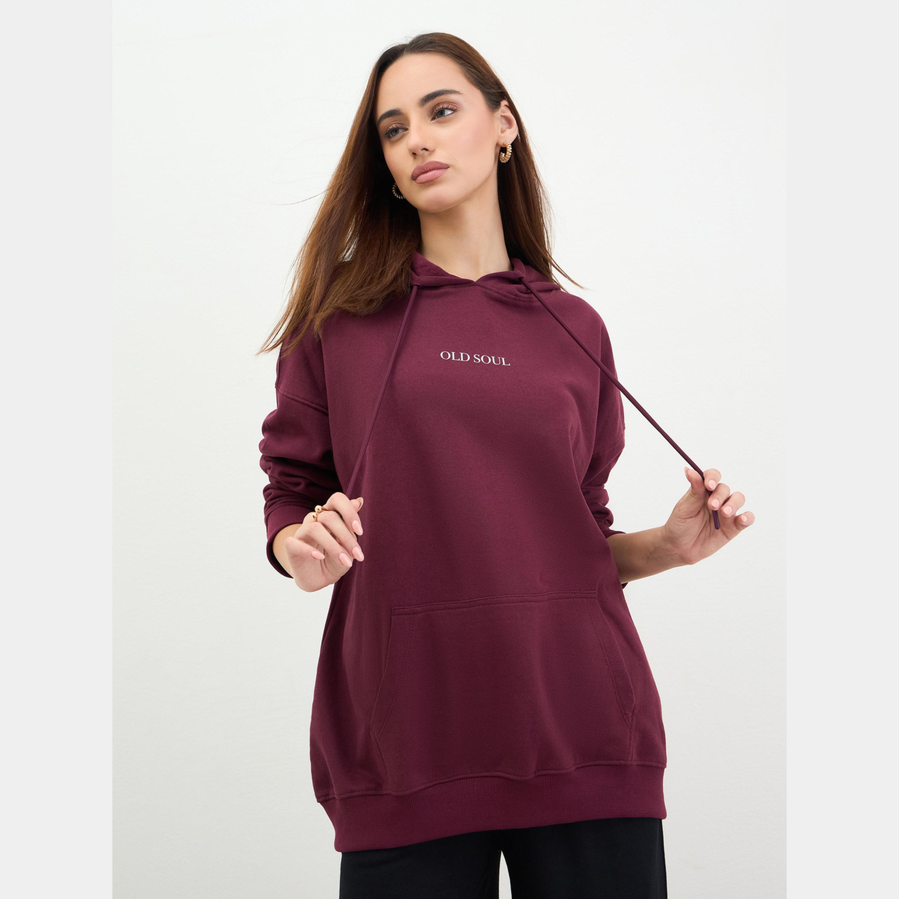 ستايلي - هودي نسائي طويل الأكمام بغطاء للرأس وياقة برسومات غرافيكية-women-clothing-hoodiesandsweatshirts-hoodies-image-1