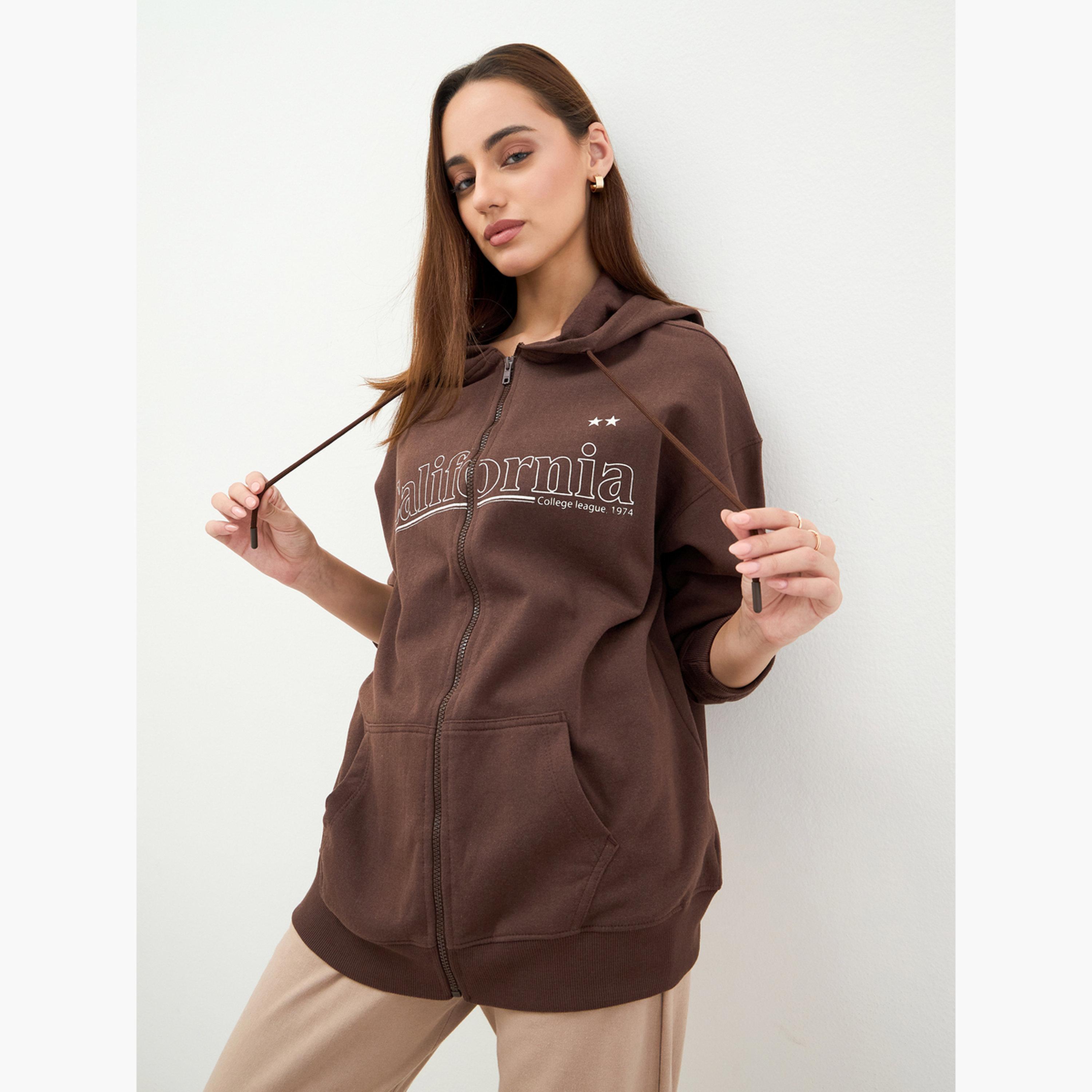 Styli California Print Hooded Neck Long Sleeves Women's Zip Up Sweatshirt-women-clothing-hoodiesandsweatshirts-sweatshirts-image-1
