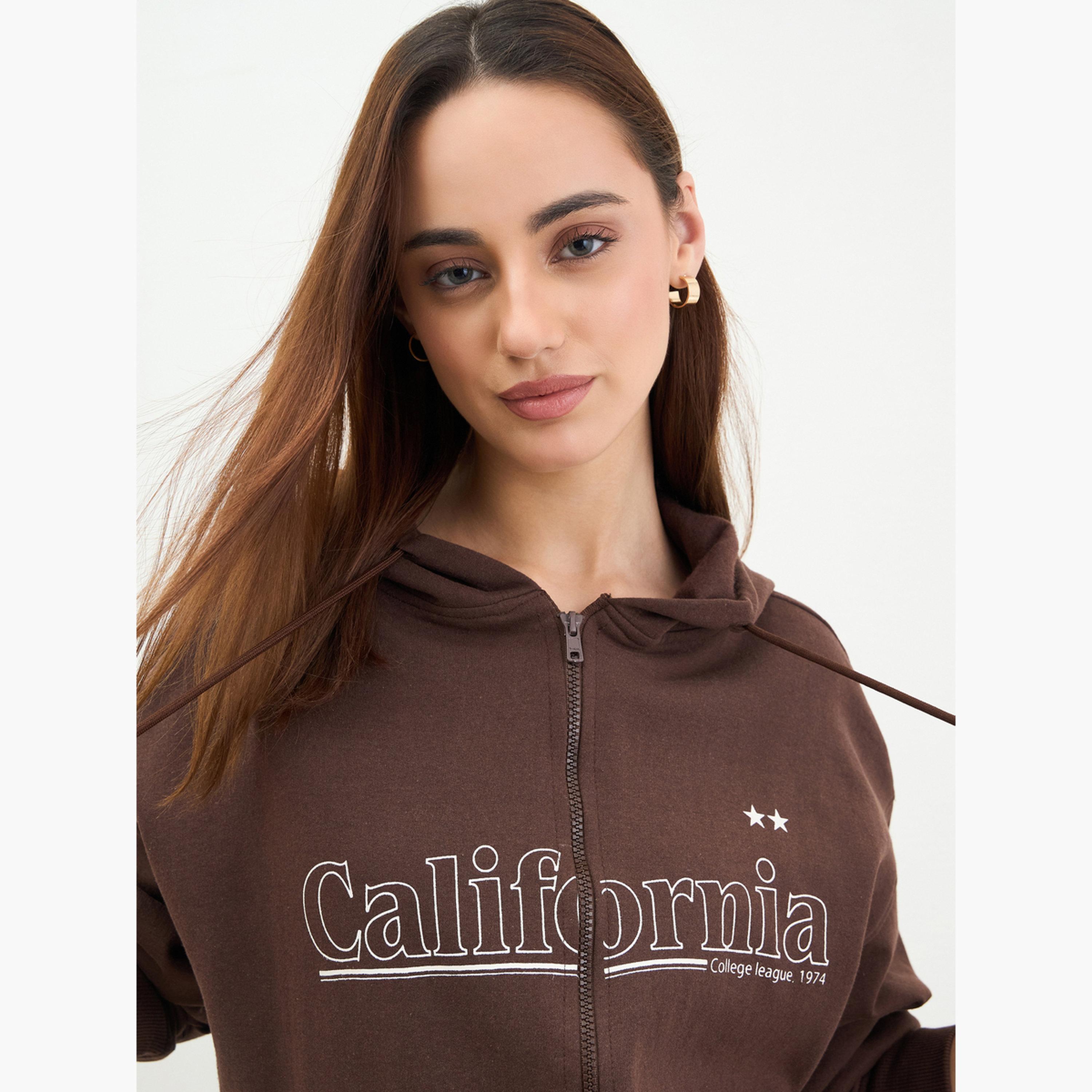 Styli California Print Hooded Neck Long Sleeves Women's Zip Up Sweatshirt-women-clothing-hoodiesandsweatshirts-sweatshirts-image-3