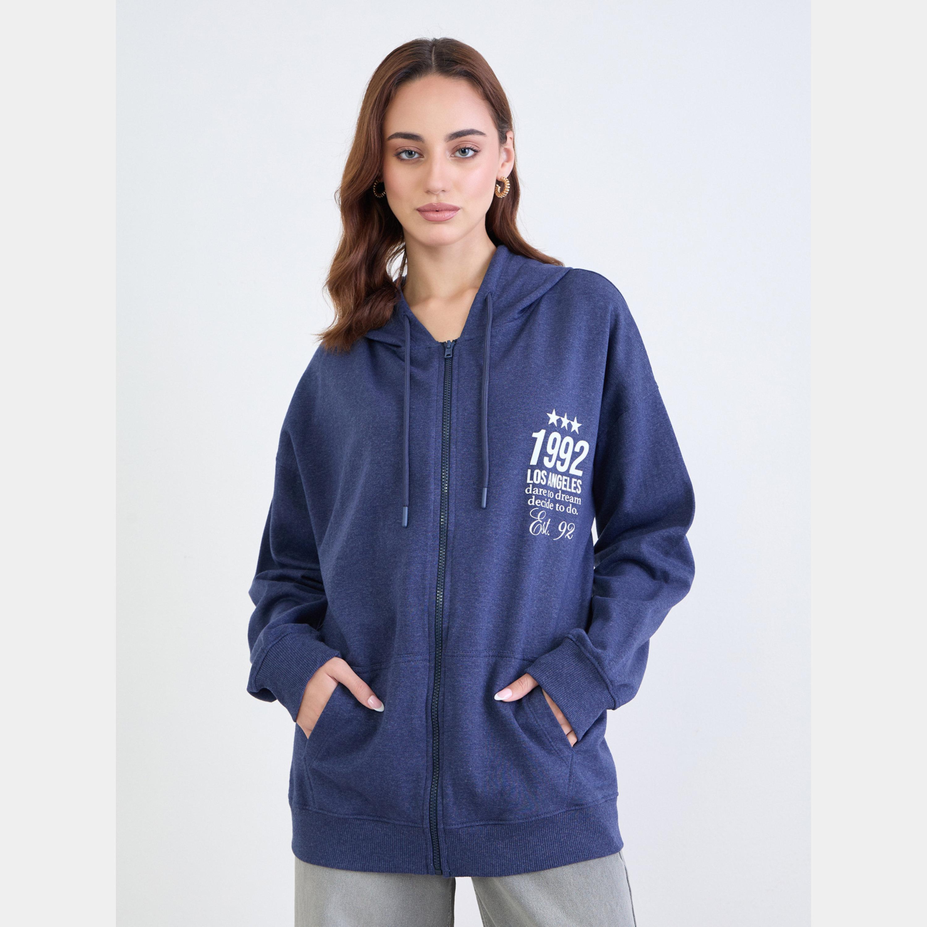 Styli Dark Blue Oversized Hoodie-women-winterwear-hoodiesandsweatshirts-hoodies-image-1