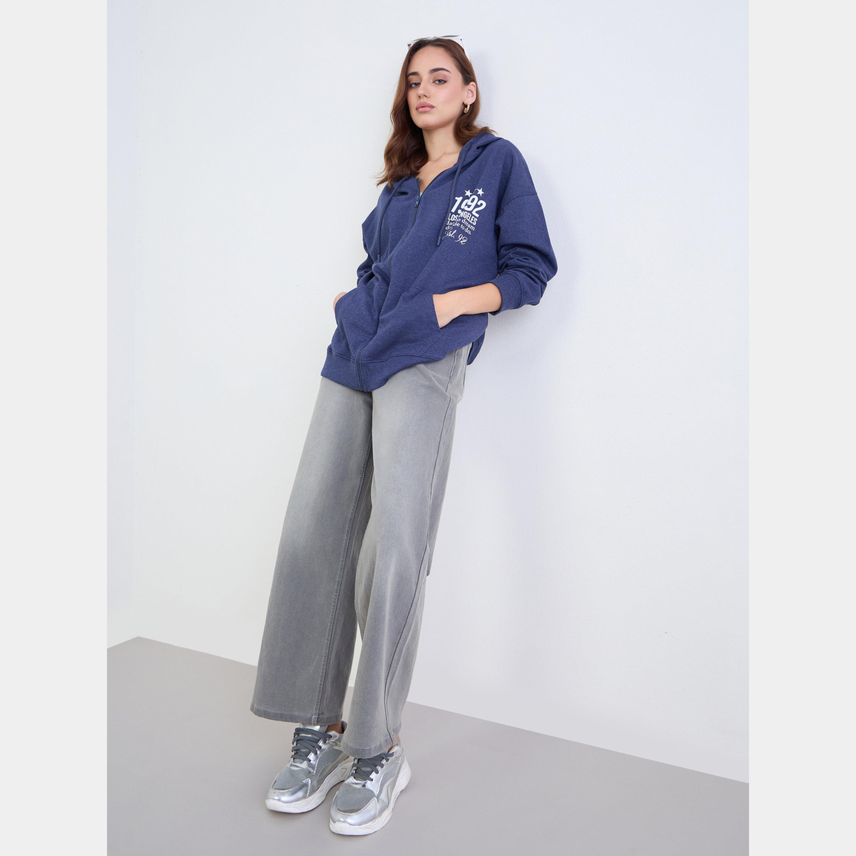 Styli Dark Blue Oversized Hoodie-women-winterwear-hoodiesandsweatshirts-hoodies-image-2