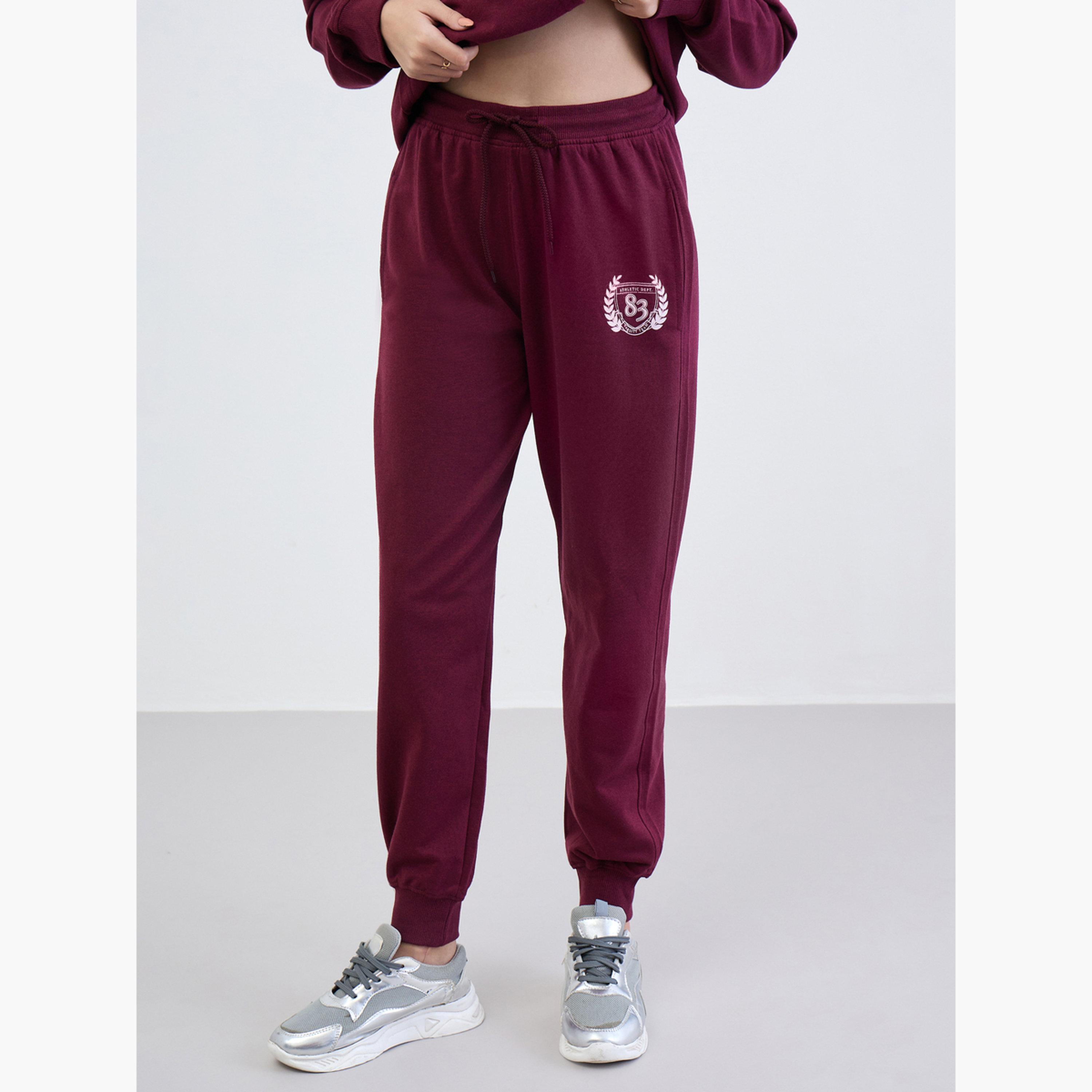 ستايلي - هودي طويل لون برغندي مع بنطال رياضي-women-clothing-coordsets-image-6