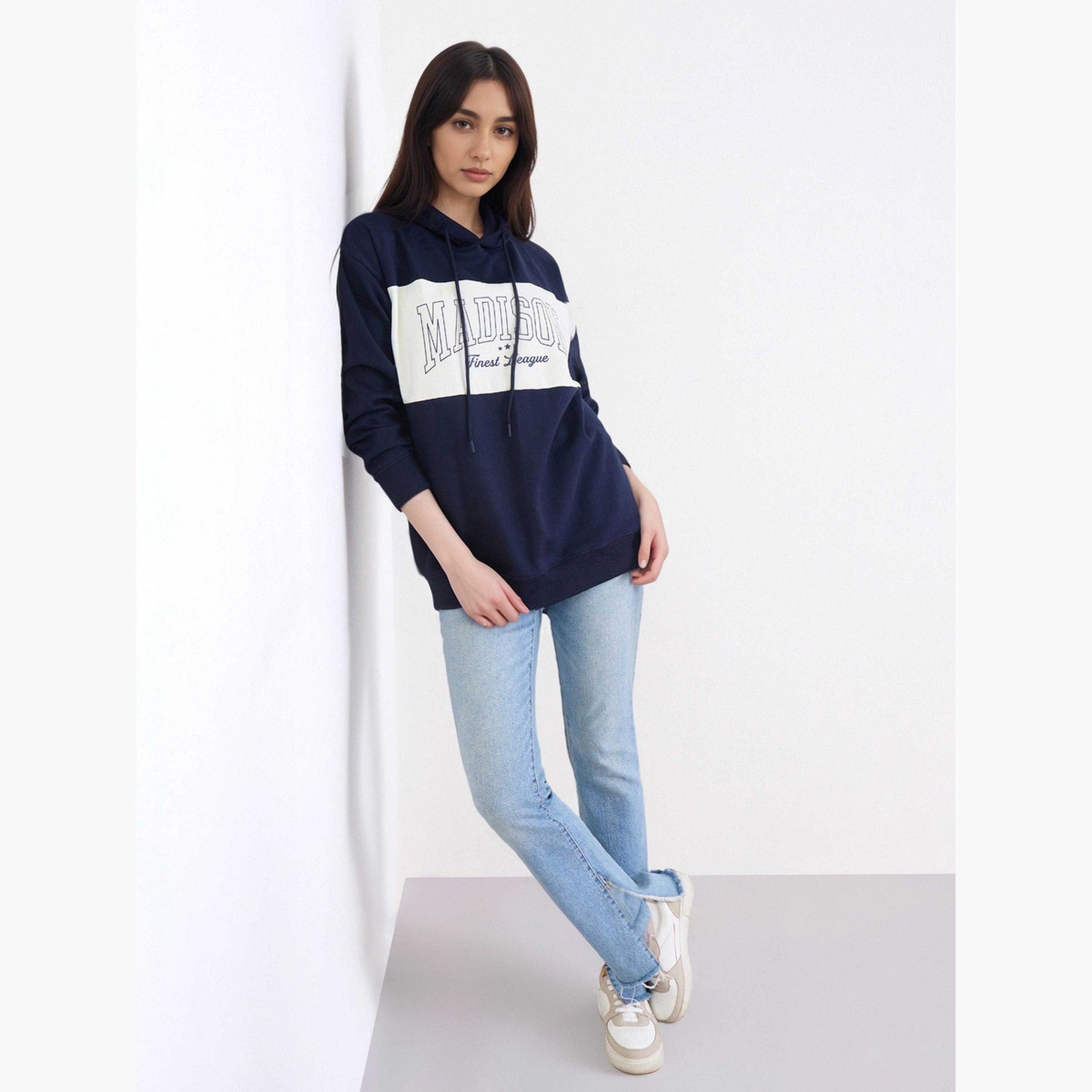 Styli Madison Print Hooded Neck Long Sleeves Women's Hoodie-women-clothing-hoodiesandsweatshirts-hoodies-image-2