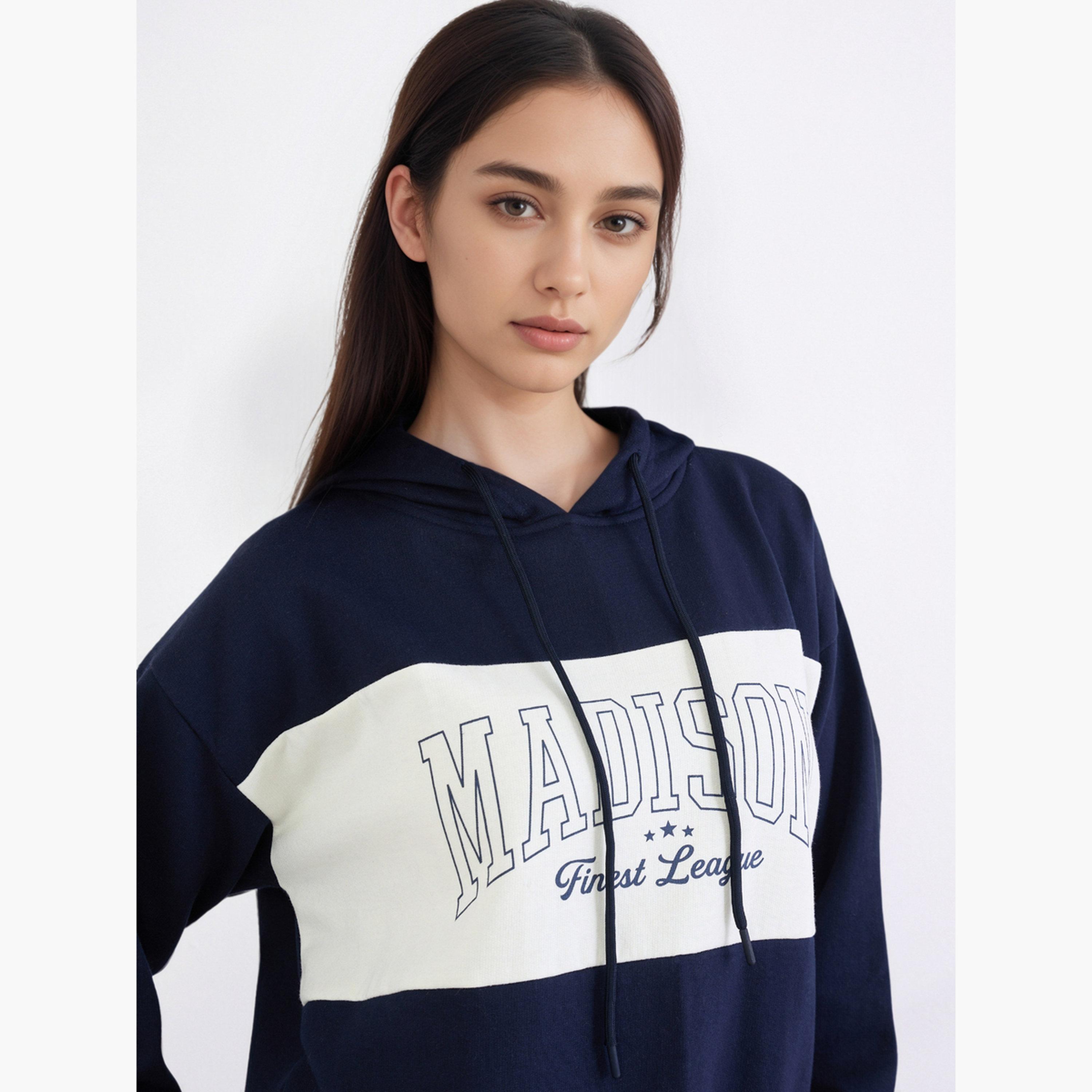 Styli Madison Print Hooded Neck Long Sleeves Women's Hoodie-women-clothing-hoodiesandsweatshirts-hoodies-image-3