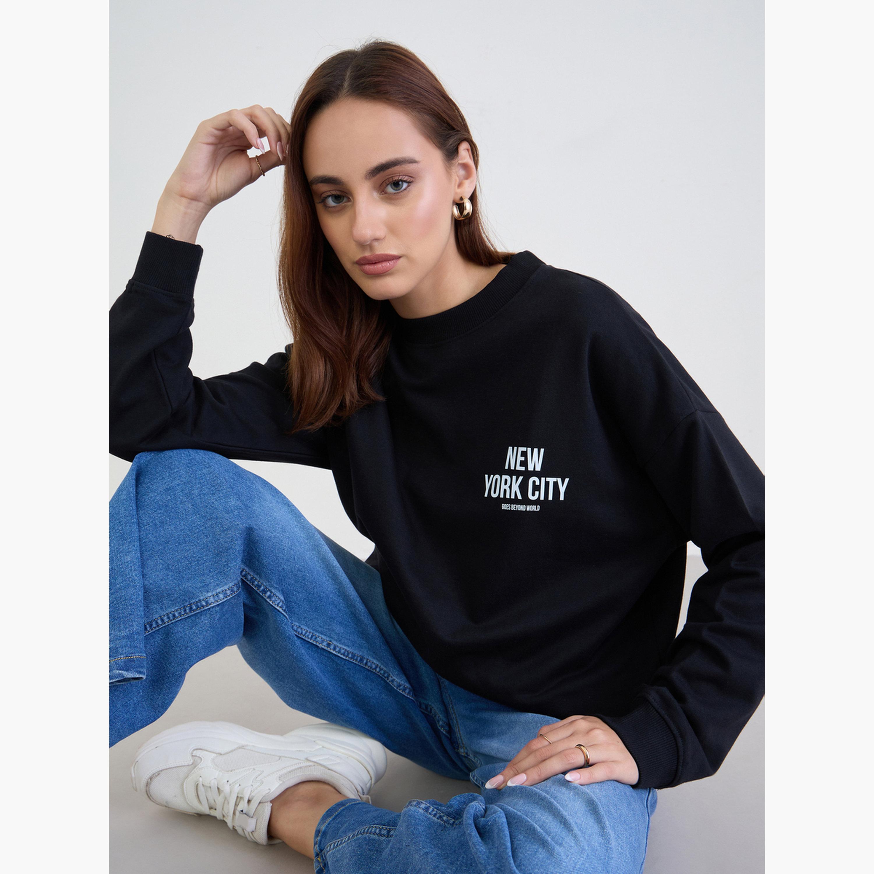 Styli New York City Print Round Neck Long Sleeves Women's Sweatshirt-women-clothing-hoodiesandsweatshirts-sweatshirts-image-3