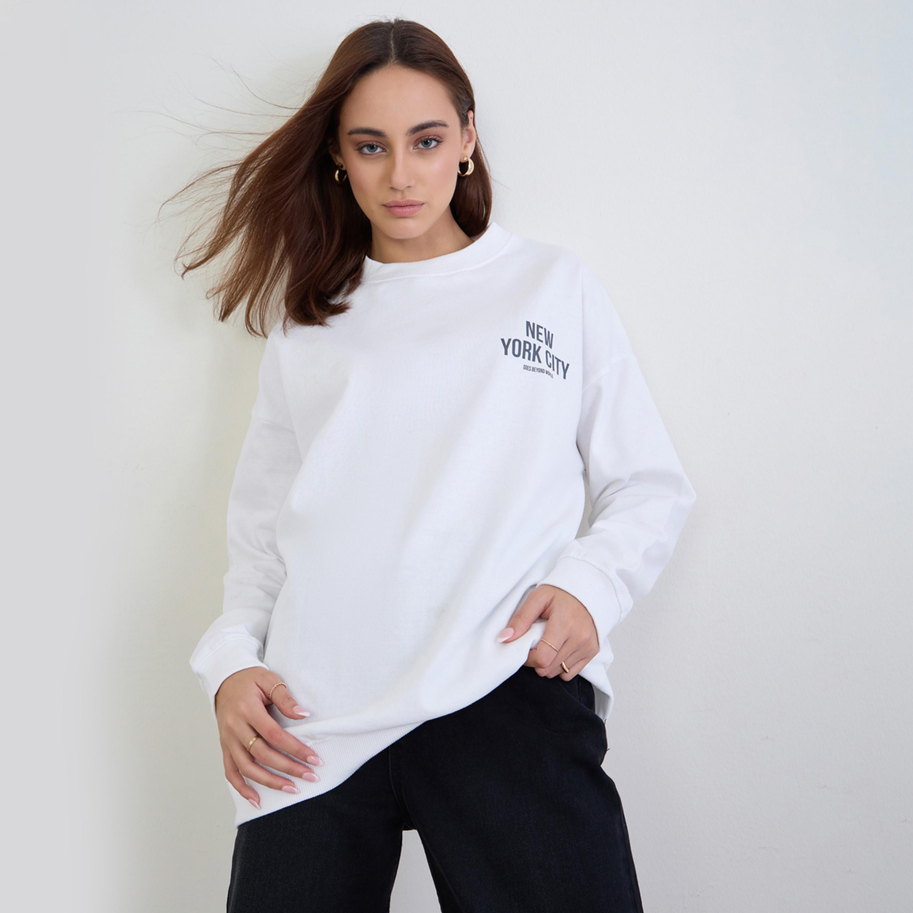 Styli New York City Print Round Neck Long Sleeves Women's Sweatshirt-women-clothing-hoodiesandsweatshirts-sweatshirts-image-1