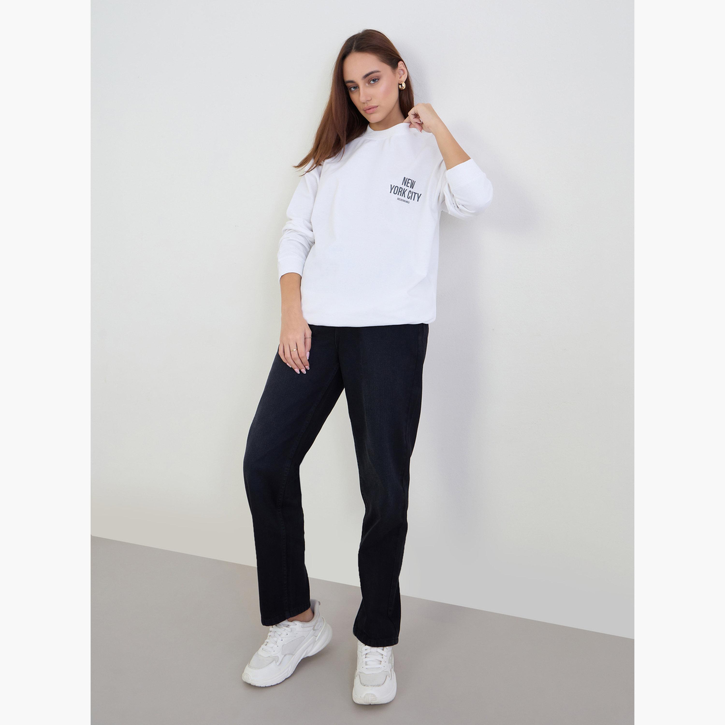 Styli New York City Print Round Neck Long Sleeves Women's Sweatshirt-women-clothing-hoodiesandsweatshirts-sweatshirts-image-2