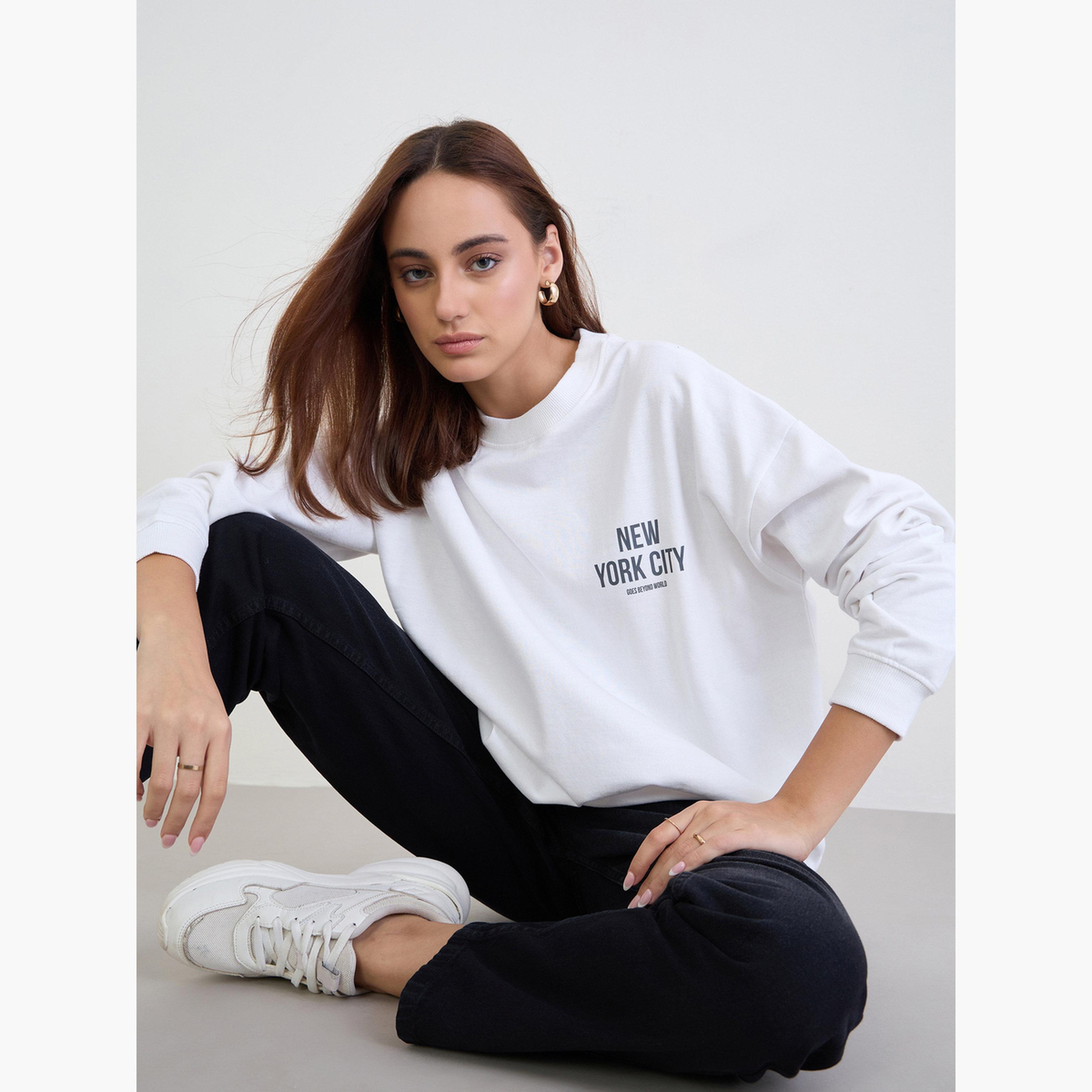 Styli New York City Print Round Neck Long Sleeves Women's Sweatshirt-women-clothing-hoodiesandsweatshirts-sweatshirts-image-3