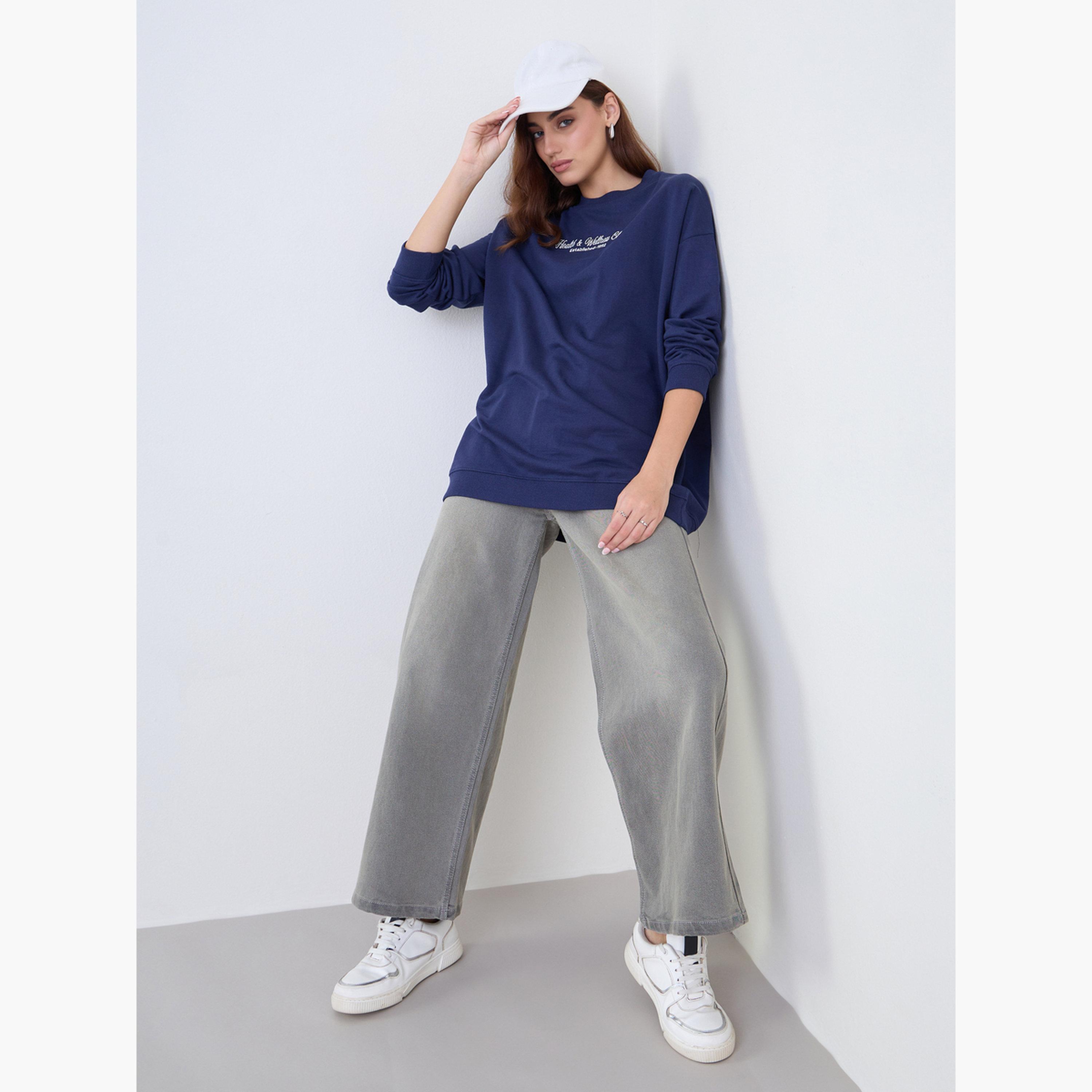 Styli Embroidered Round Neck Long Sleeves Women's Sweatshirt-women-clothing-hoodiesandsweatshirts-sweatshirts-image-2