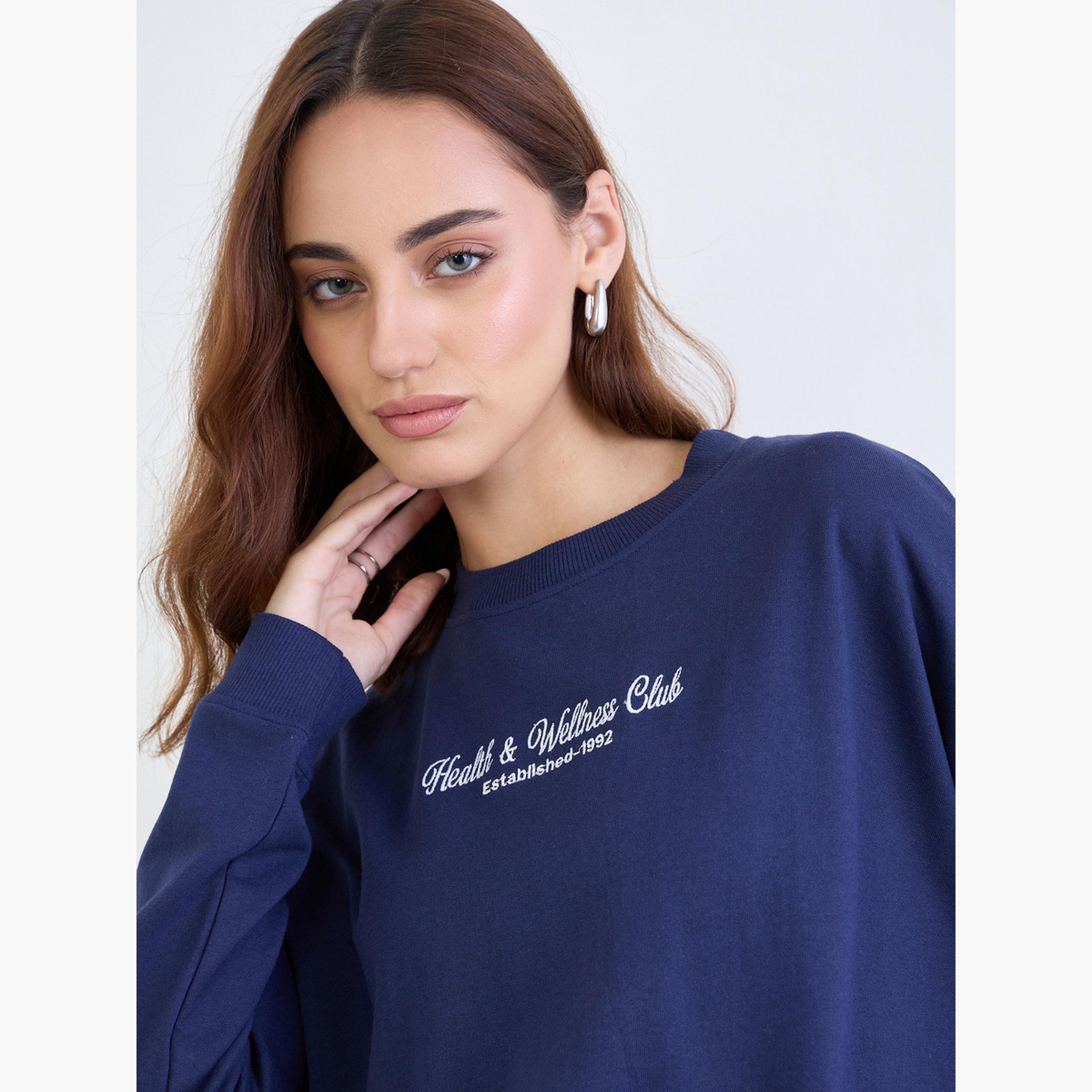 Styli Embroidered Round Neck Long Sleeves Women's Sweatshirt-women-clothing-hoodiesandsweatshirts-sweatshirts-image-4