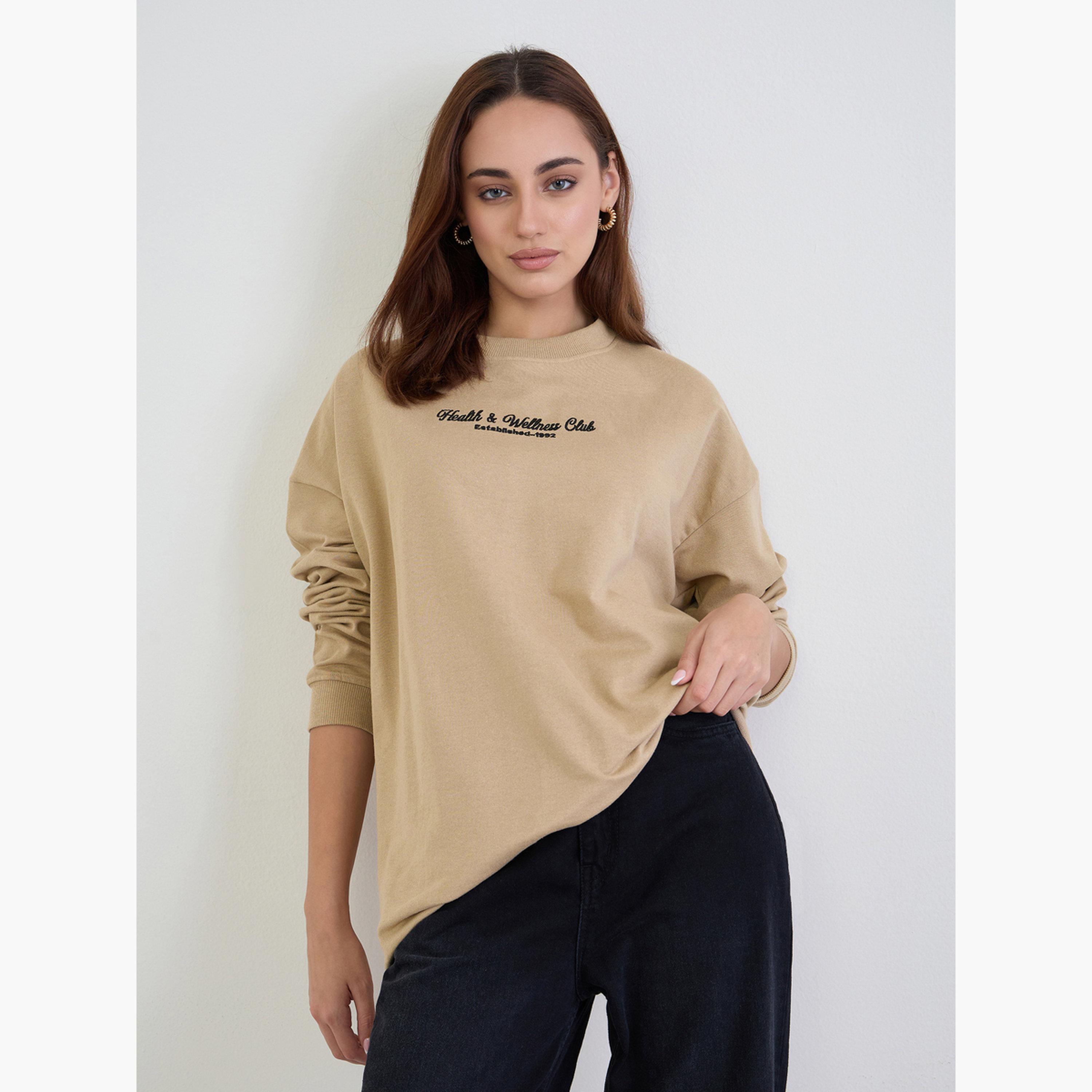 Styli Embroidered Round Neck Long Sleeves Women's Sweatshirt-women-clothing-hoodiesandsweatshirts-sweatshirts-image-6