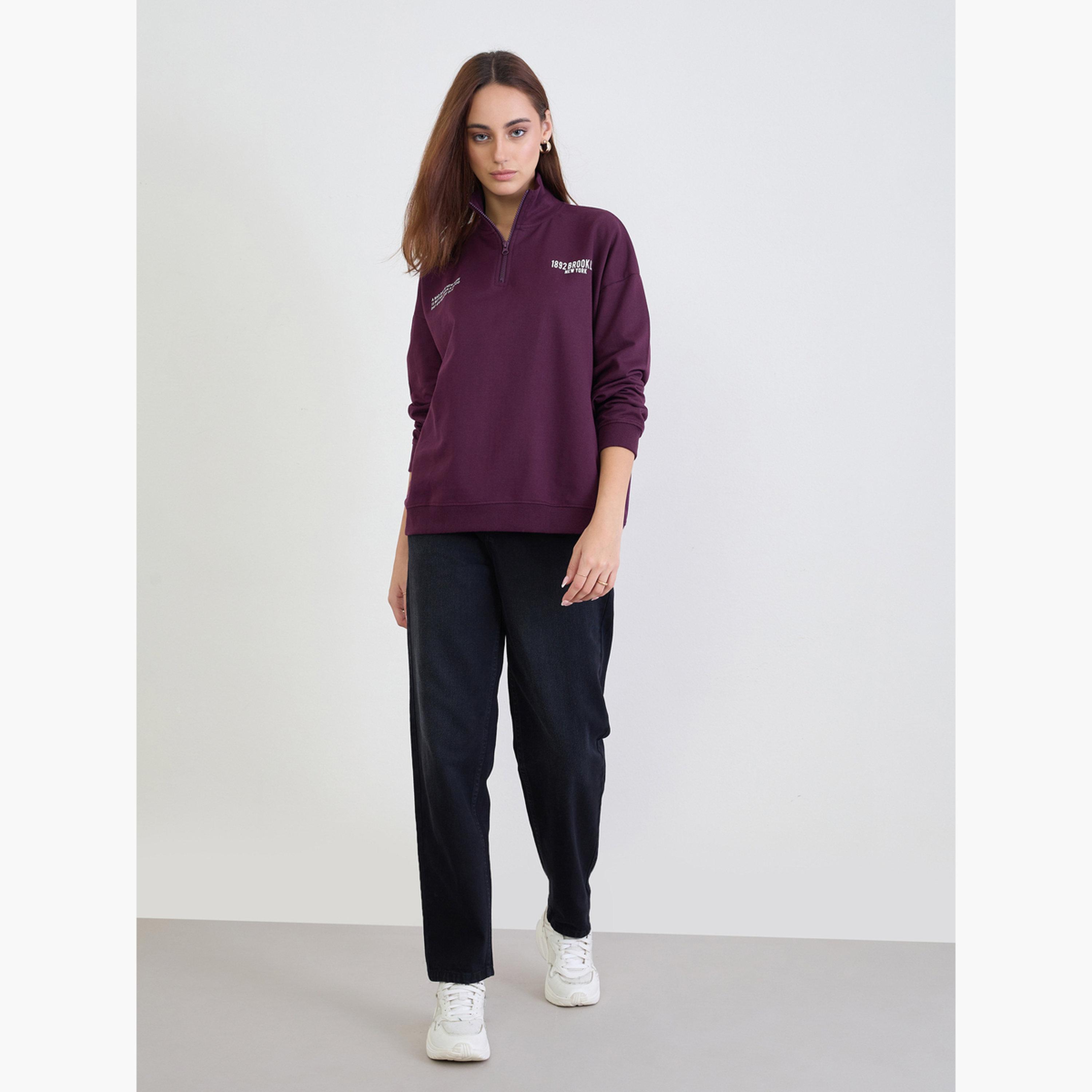 Styli 1892 Brooklyn Print High Neck Long Sleeves Women's Sweatshirt-women-clothing-hoodiesandsweatshirts-sweatshirts-image-2