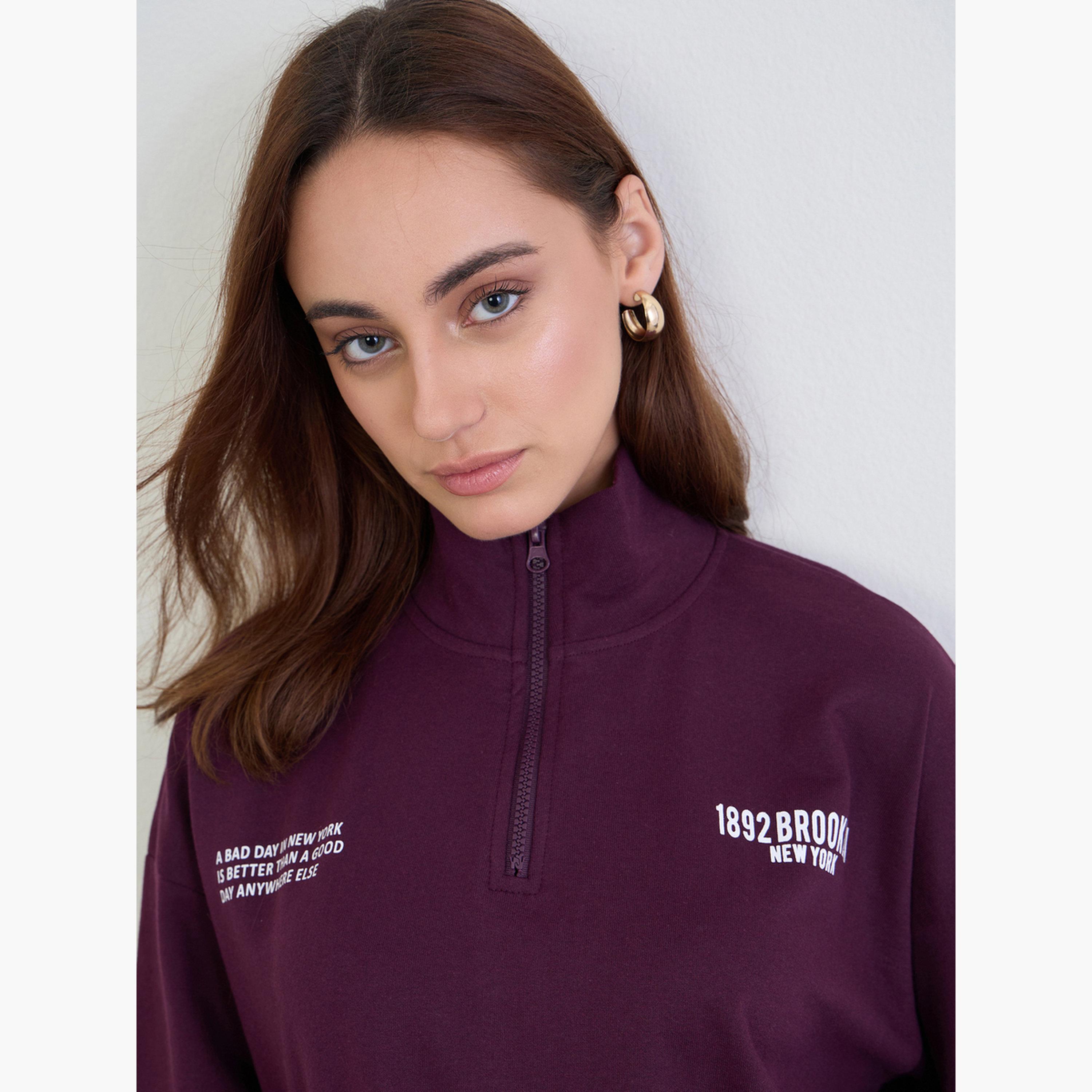 Styli 1892 Brooklyn Print High Neck Long Sleeves Women's Sweatshirt-women-clothing-hoodiesandsweatshirts-sweatshirts-image-4