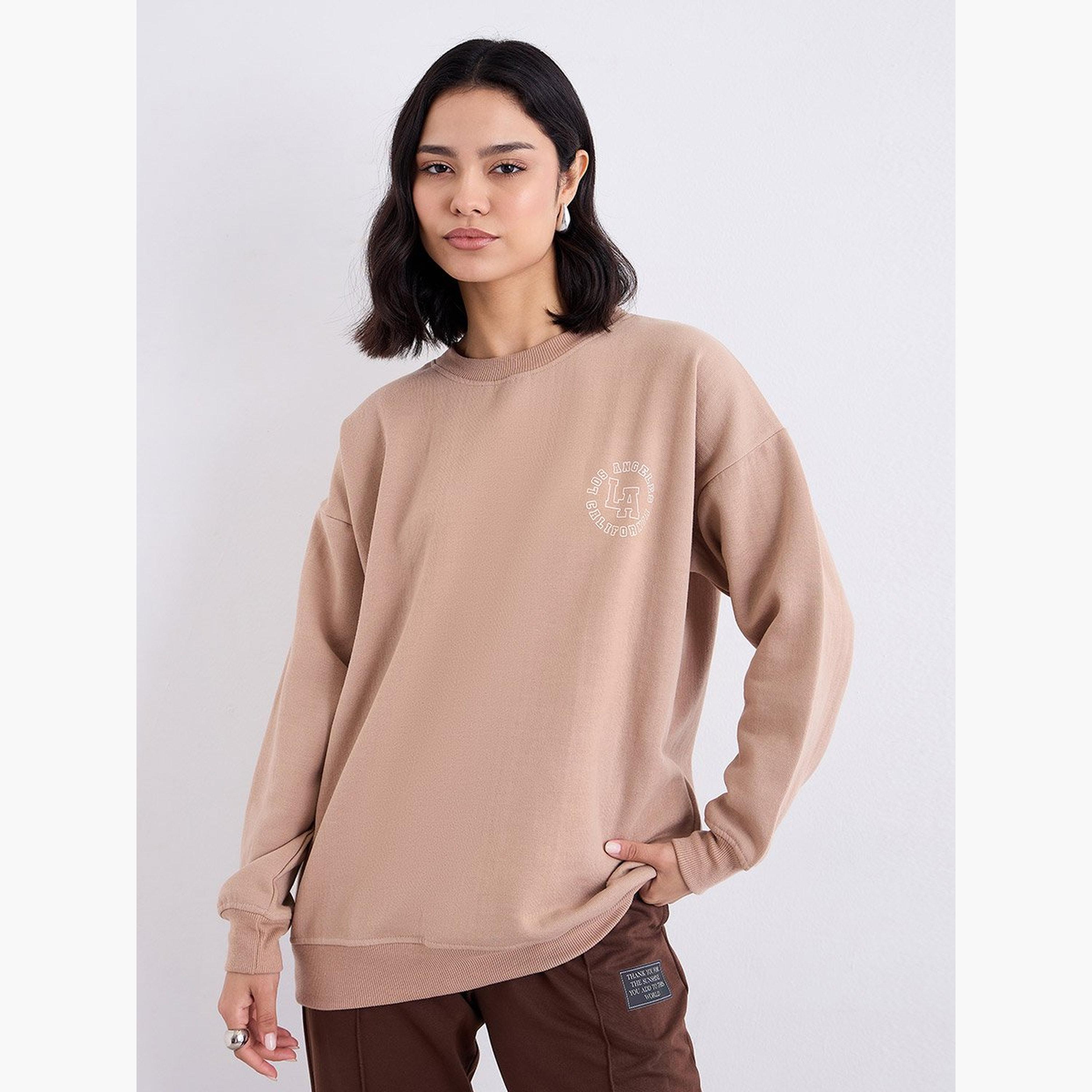 Styli Los Angeles Print Round Neck Long Sleeves Women's Sweatshirt-women-clothing-hoodiesandsweatshirts-sweatshirts-image-1