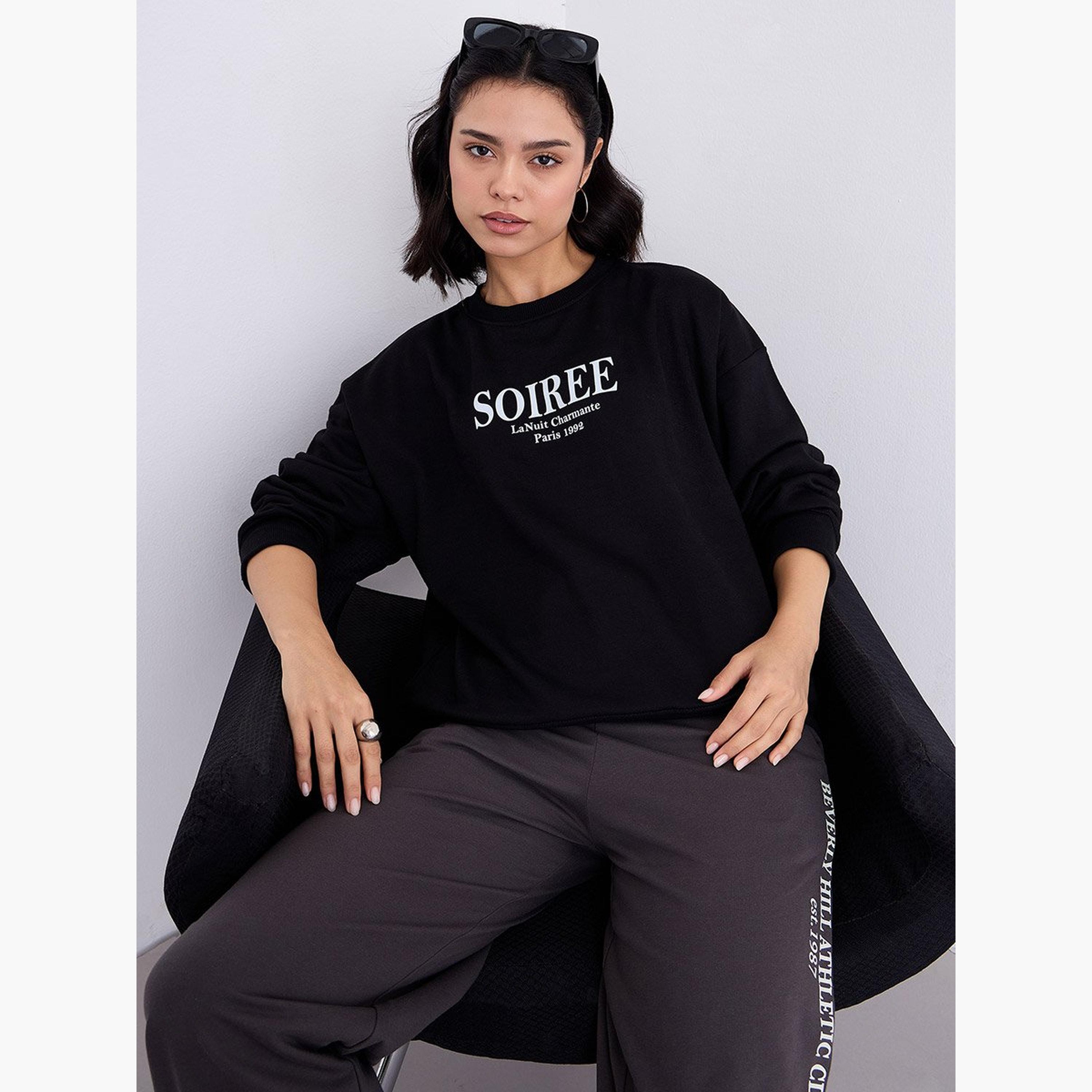 Styli Soiree Paris 1992 Print Round Neck Long Sleeves Women's Sweatshirt-women-clothing-hoodiesandsweatshirts-sweatshirts-image-2