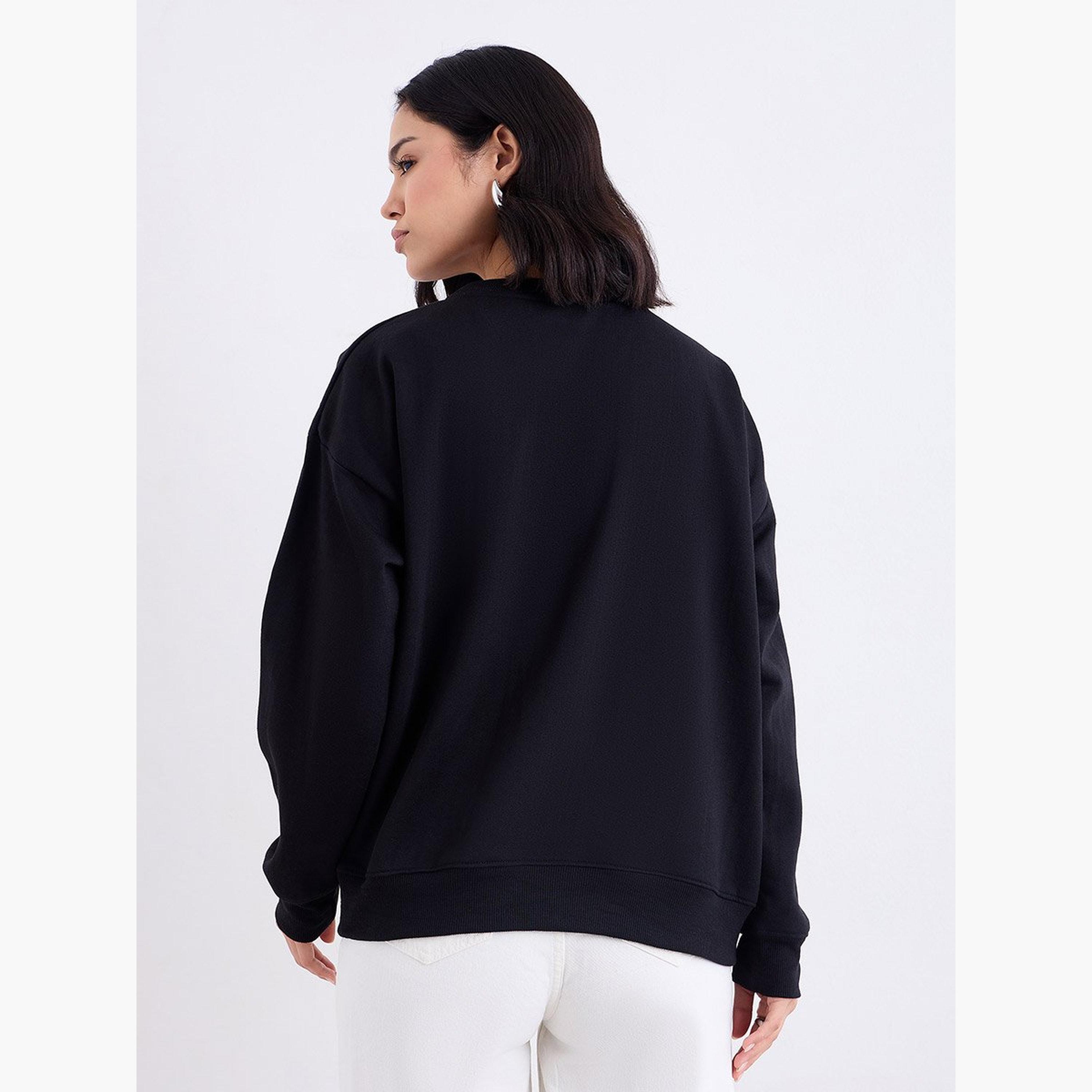 ستايلي - سويت شيرت للنساء مقاس كبير مع تفاصيل شارة-women-clothing-hoodiesandsweatshirts-sweatshirts-image-5