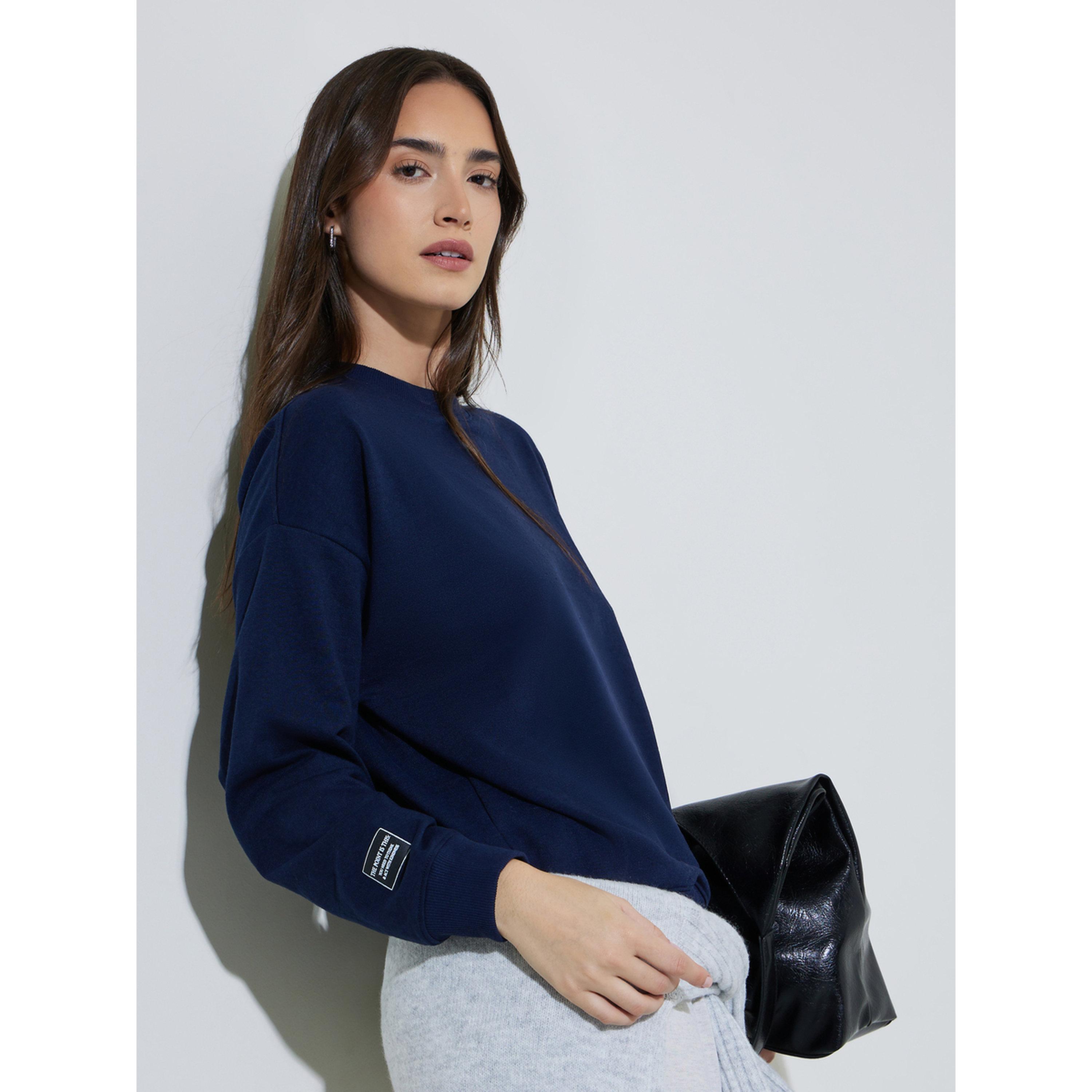 Styli Navy Blue Oversized Sweatshirt-women-clothing-hoodiesandsweatshirts-sweatshirts-image-4