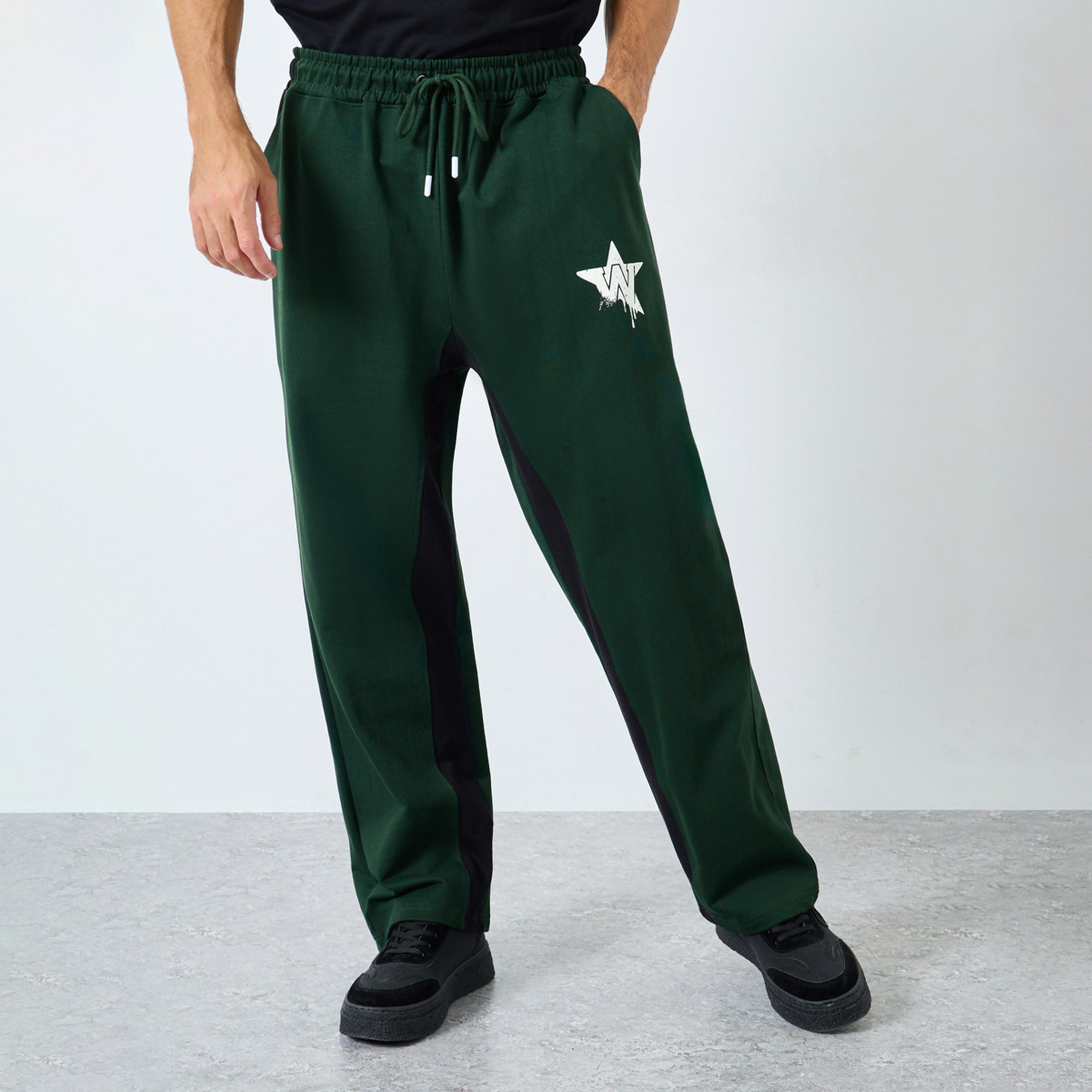 Styli Men Green Graphic Print Oversized Joggers-men-clothing-bottoms-joggers-image-1