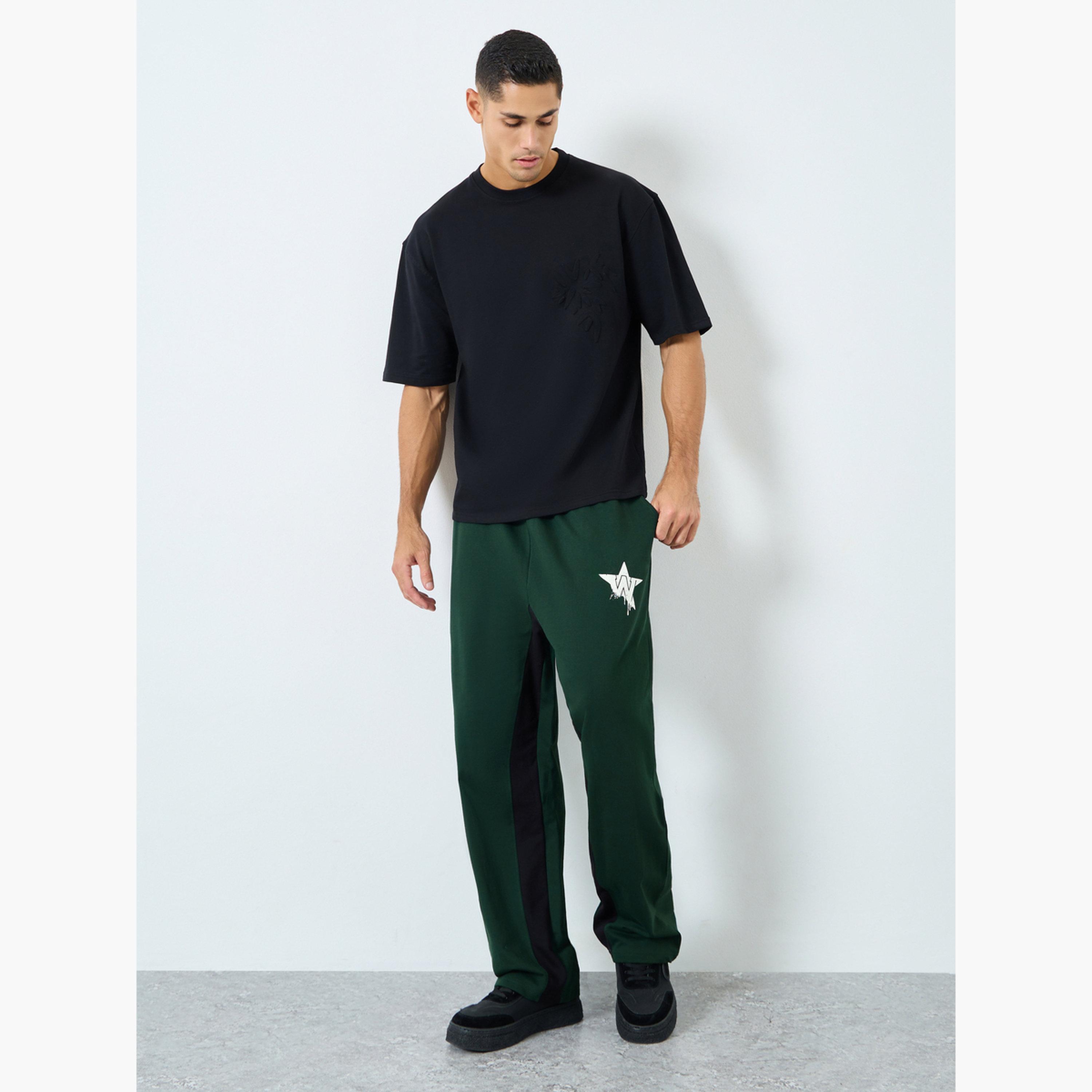 Styli Men Green Graphic Print Oversized Joggers-men-clothing-bottoms-joggers-image-2