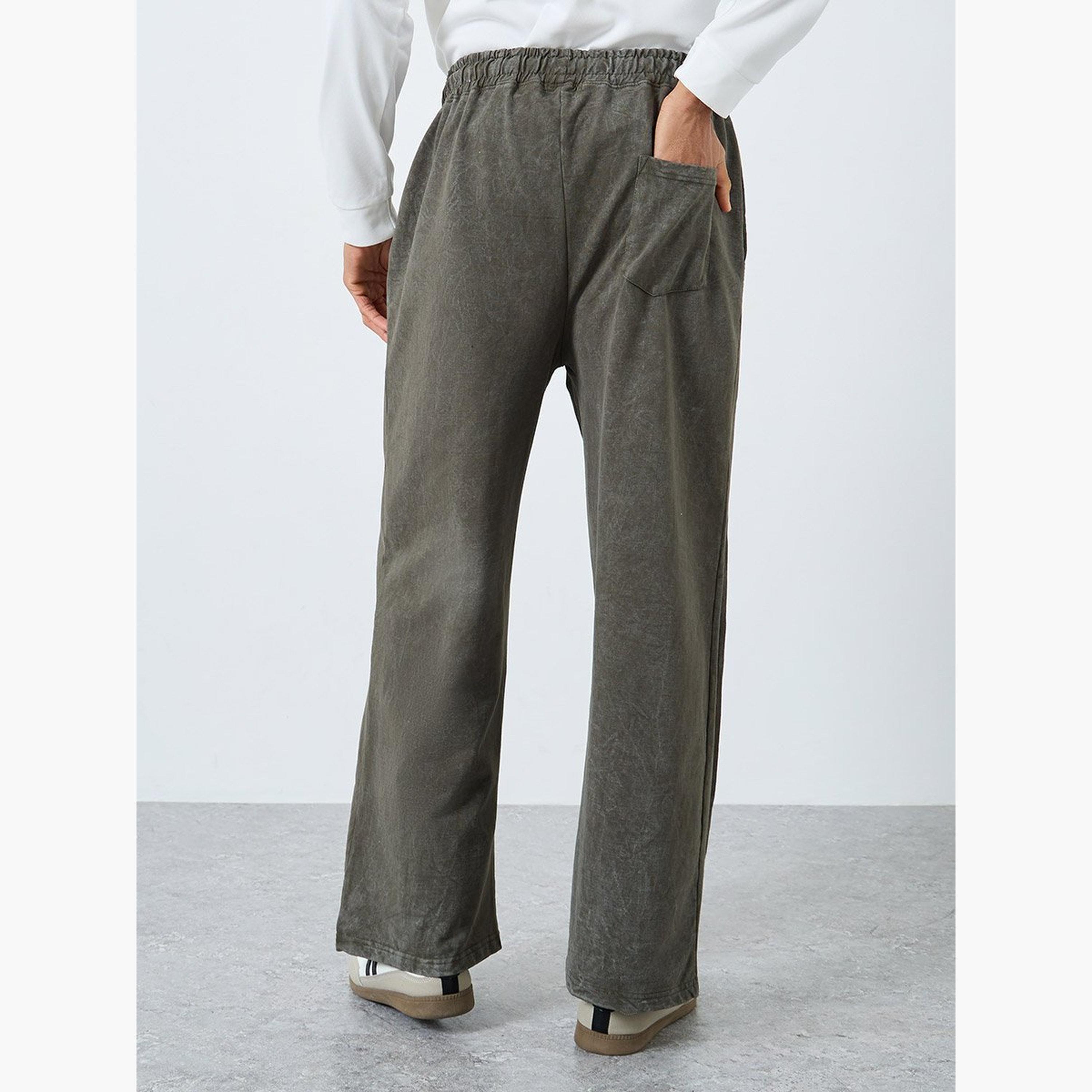 ستايلي - بنطال رياضي تيري واسع الساق مع تفاصيل مطوية-men-clothing-bottoms-joggers-image-4