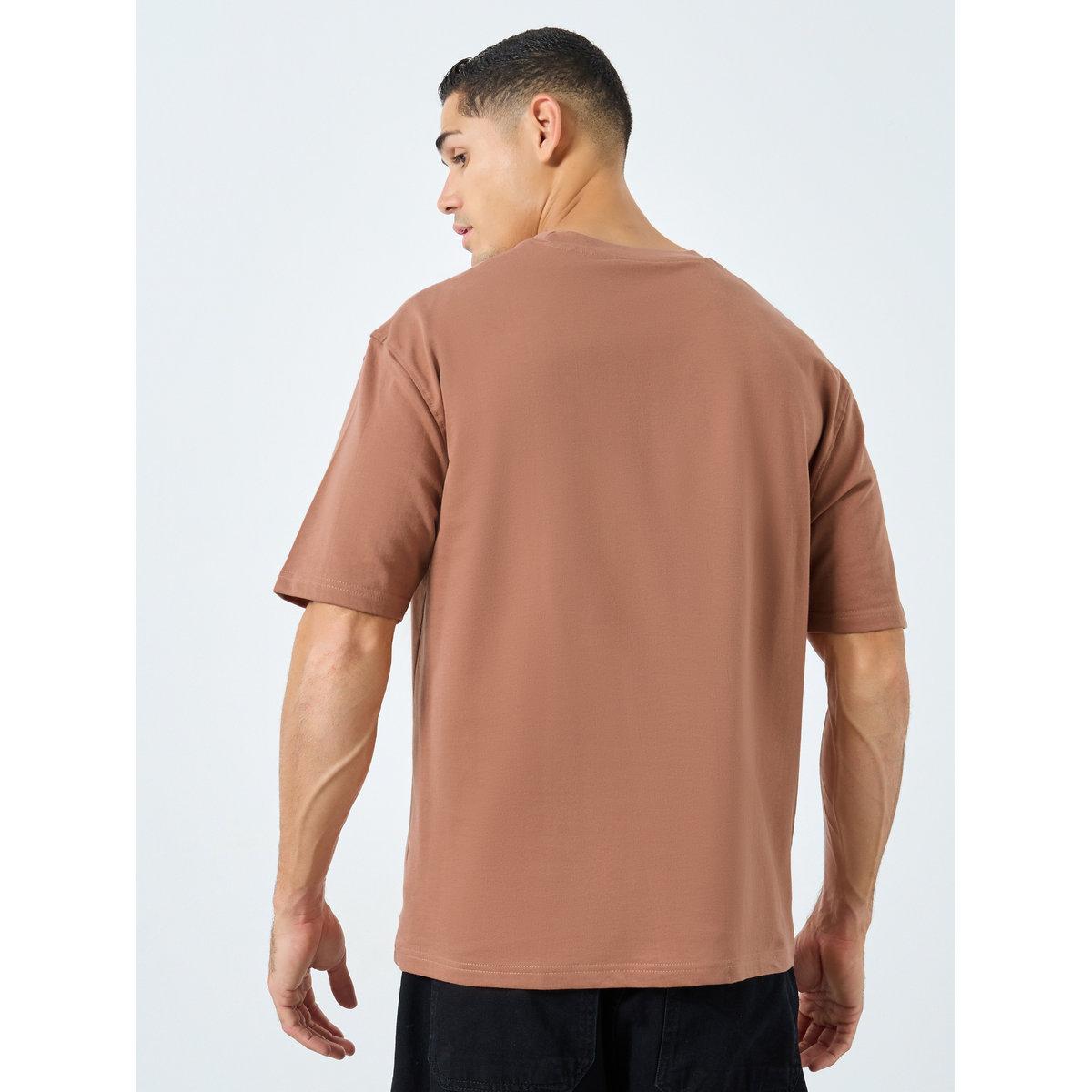 Styli Coffee Brown Oversized Embossed Slogan T-Shirt-men-clothing-tshirtsandpolos-tshirts-image-4
