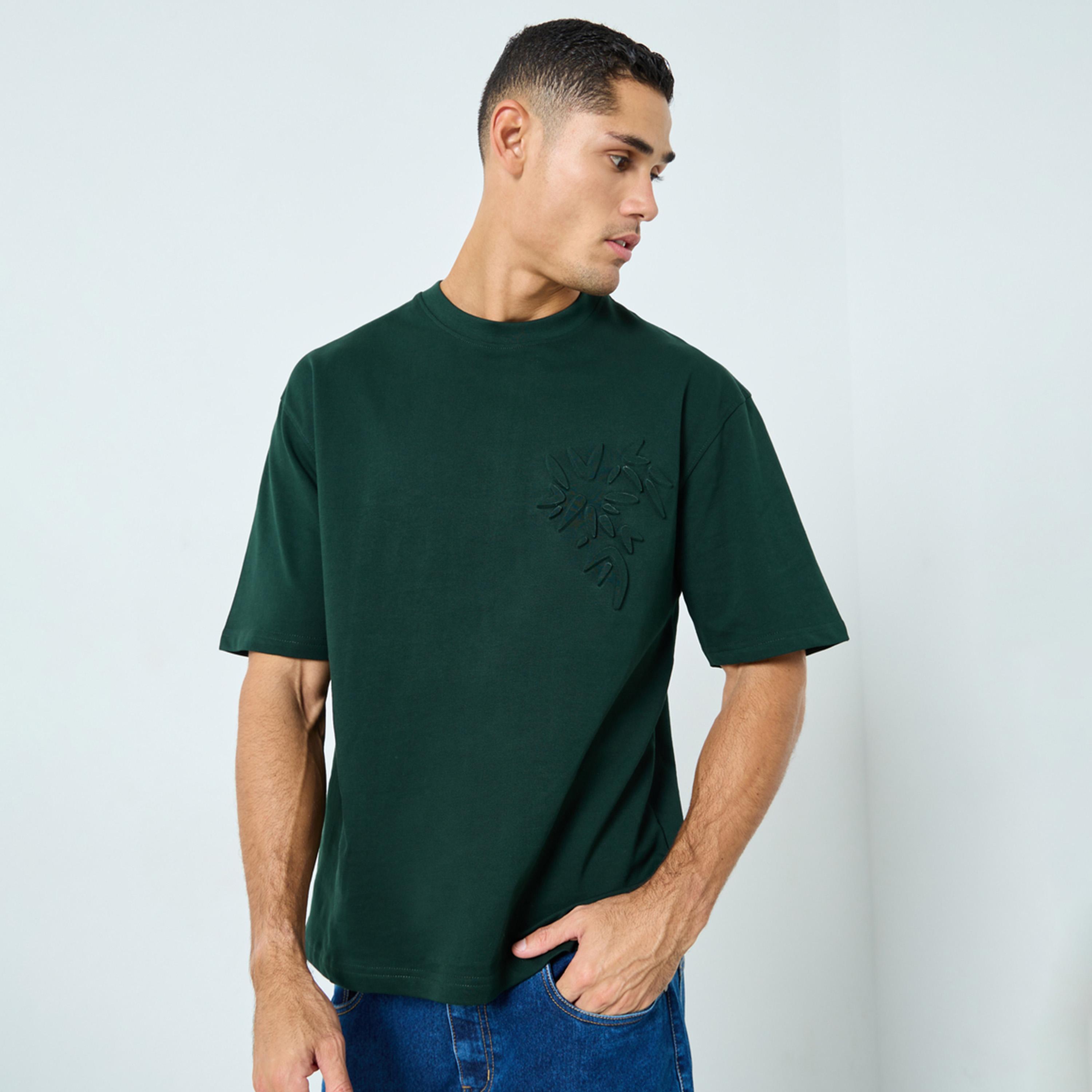 ستايلي - تي شيرت مقاس كبير اوفر سايز  بطبعة منقوشة لون أخضر-men-clothing-tshirtsandpolos-tshirts-image-1