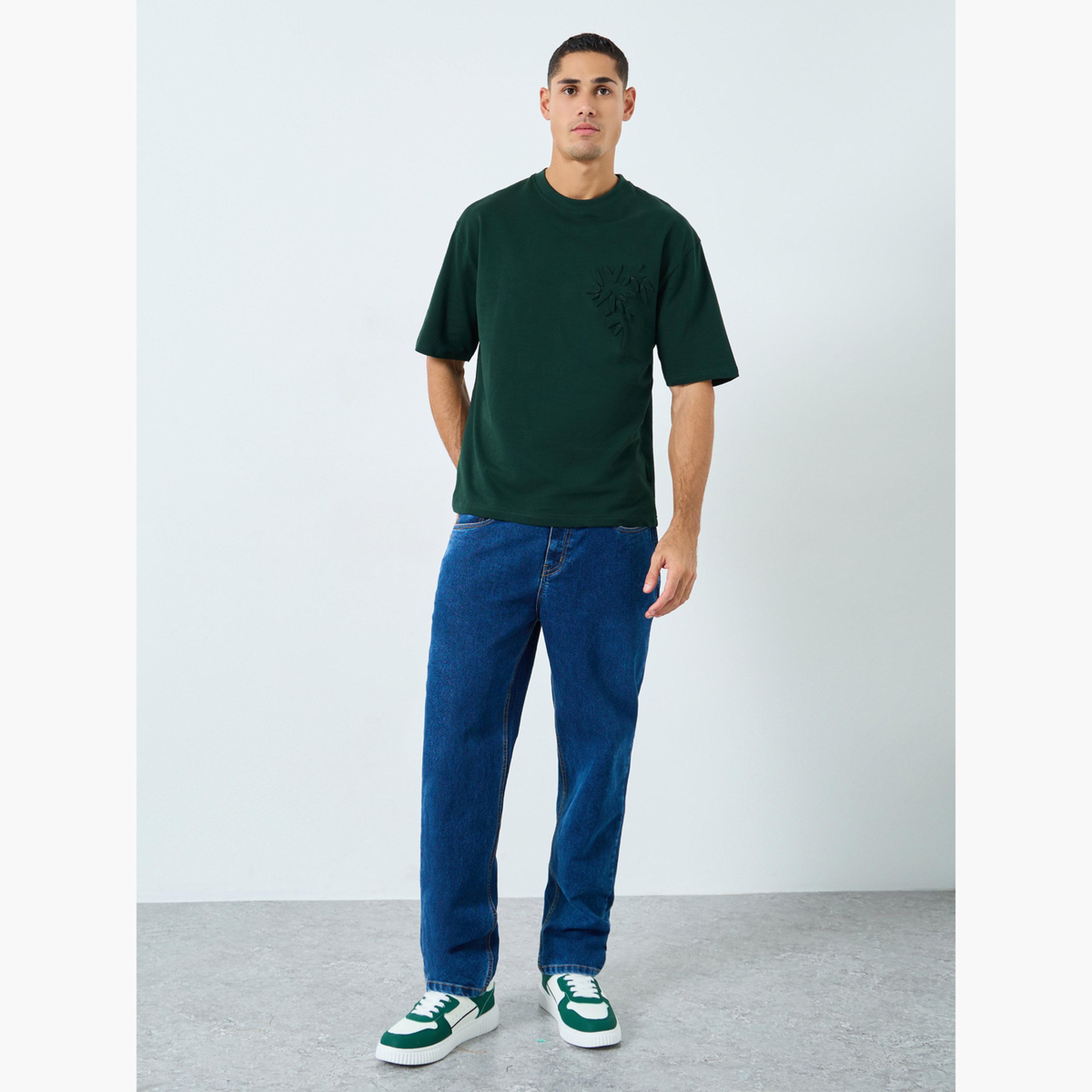 Styli Green Embossed Print Oversized T-Shirt-men-clothing-tshirtsandpolos-tshirts-image-2