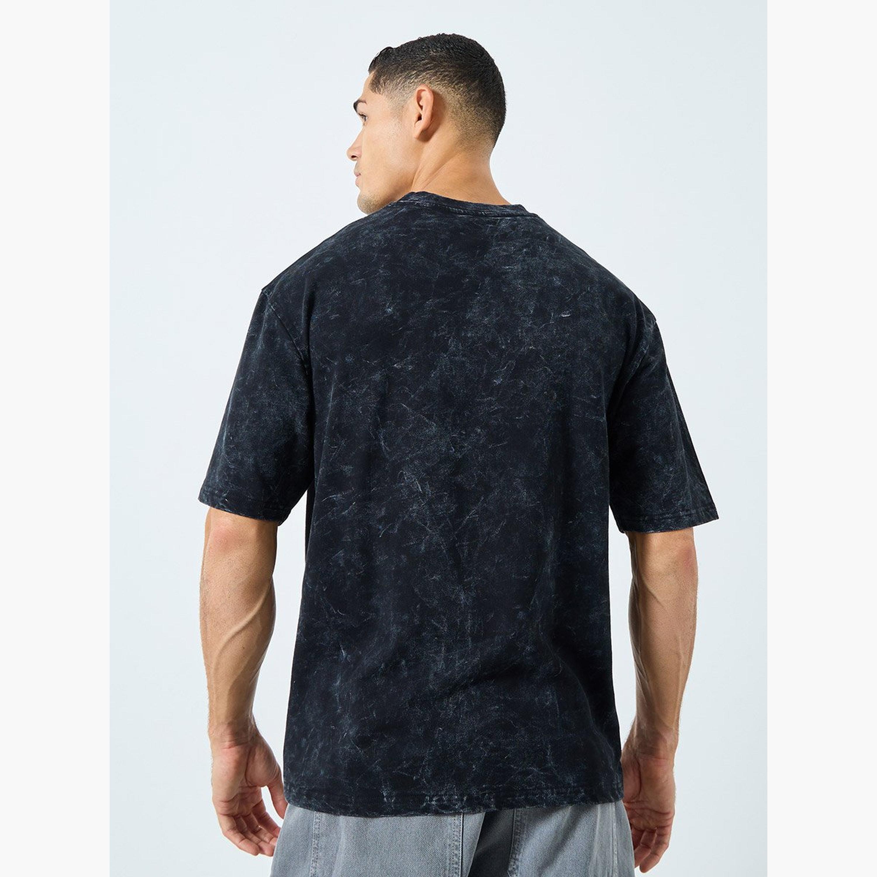Styli Acid Wash Oversized Terry T-Shirt with Embossed Print-men-clothing-tshirtsandpolos-tshirts-image-4