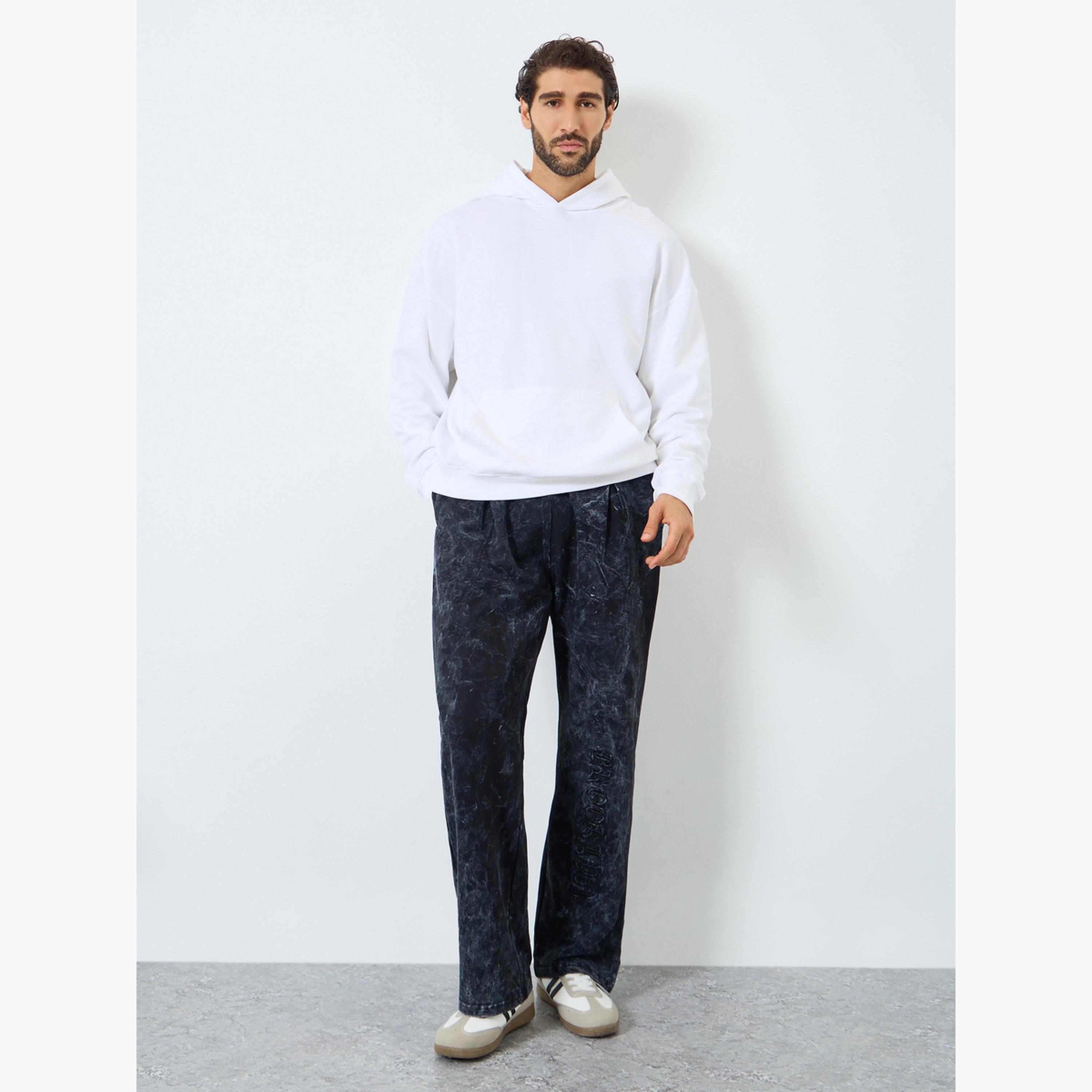 Styli Men Black Acid Wash Joggers with Embroidery-men-clothing-bottoms-joggers-image-2