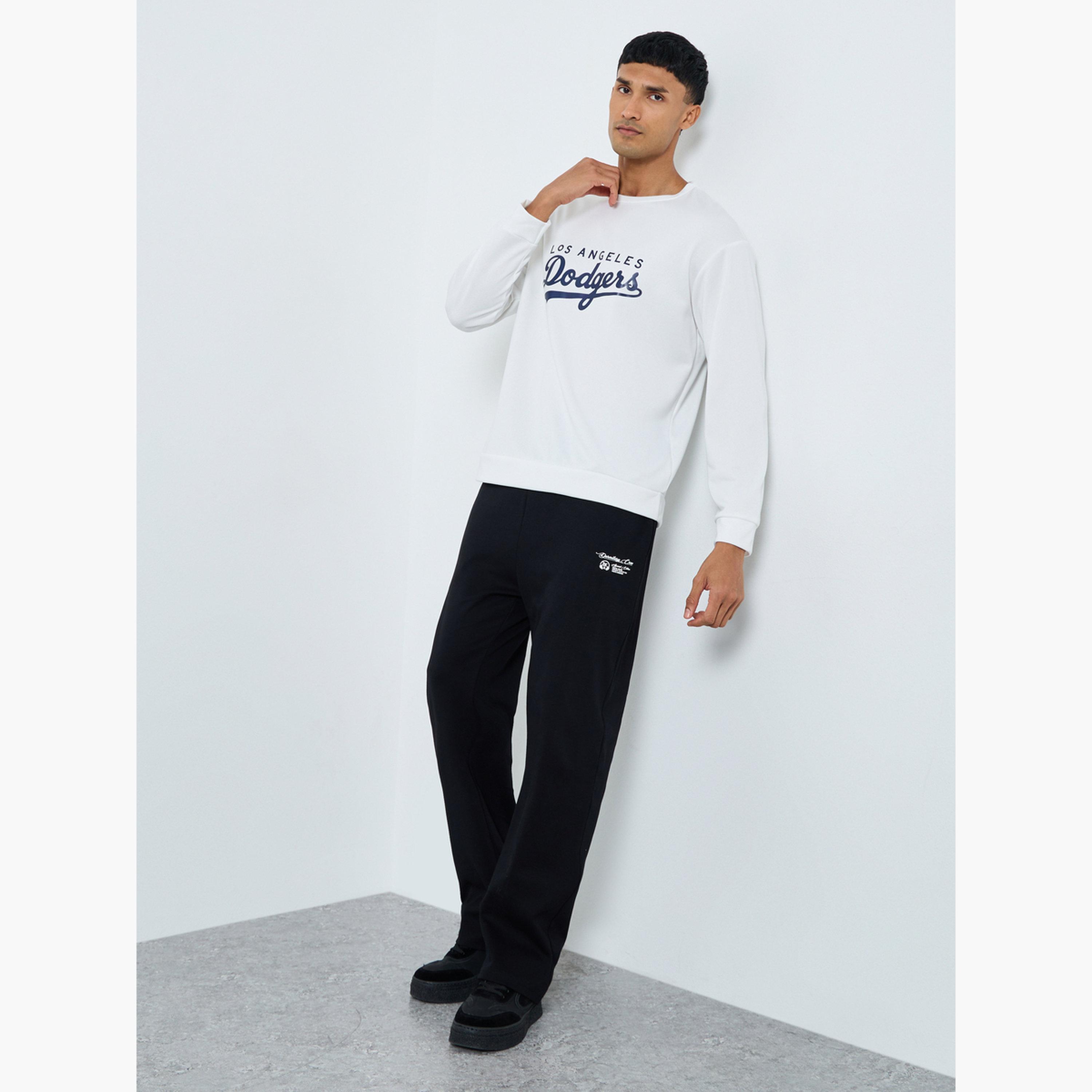 Styli Men Black Slogan Print Oversized Joggers-men-clothing-bottoms-joggers-image-2