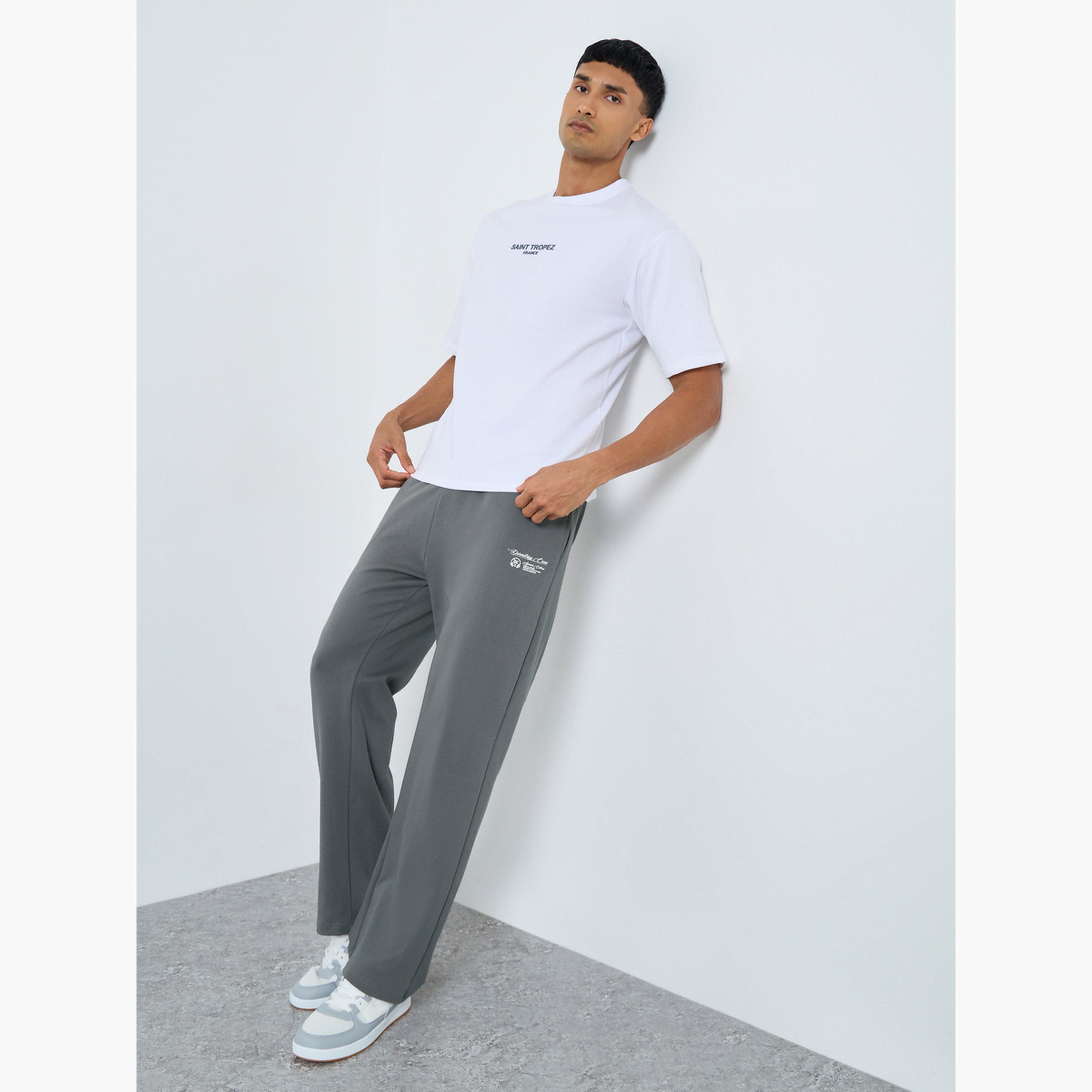 Styli Men Grey Plain Oversized Joggers-men-clothing-bottoms-joggers-image-2