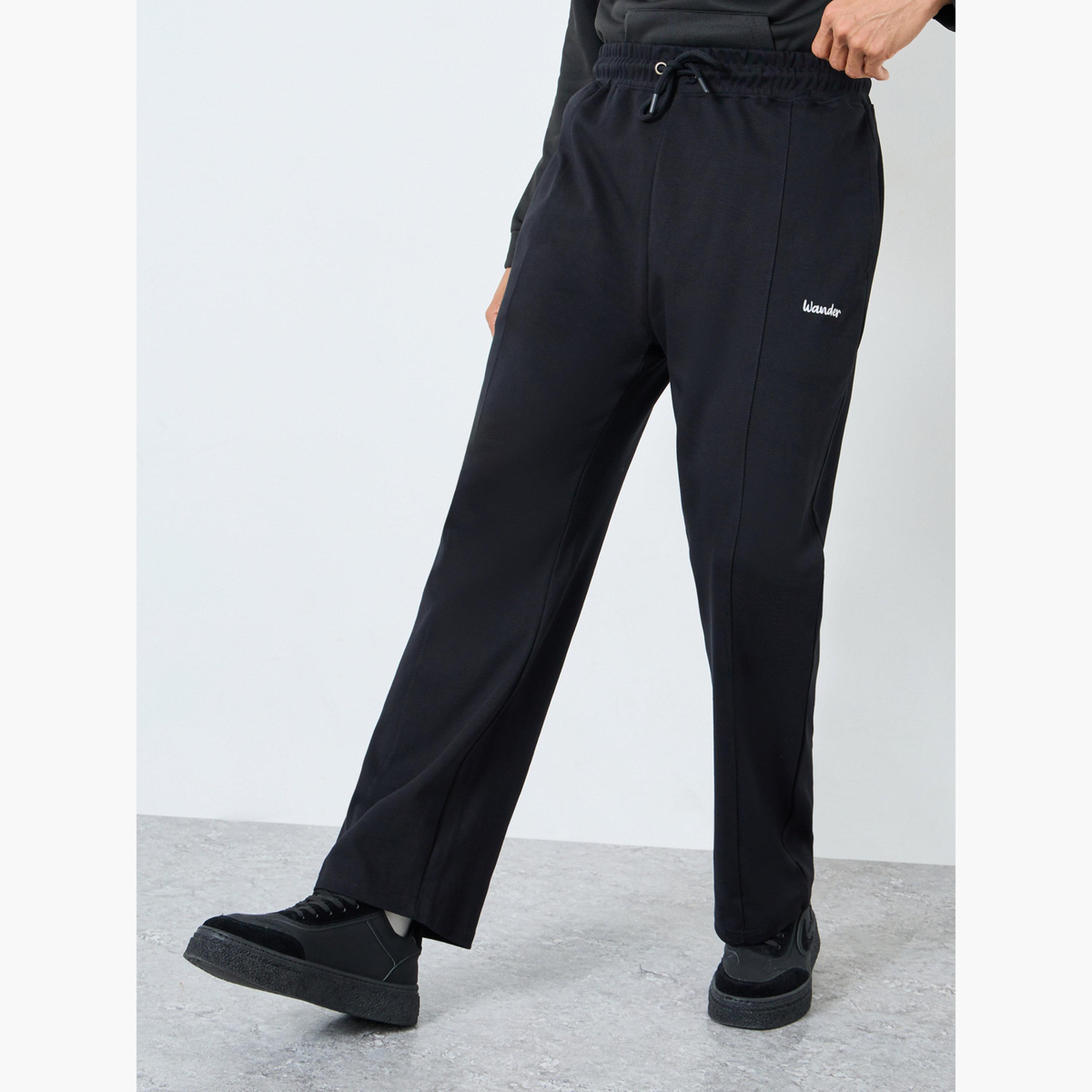 Styli Men Black Embroidered Oversized Joggers-men-clothing-bottoms-joggers-image-1