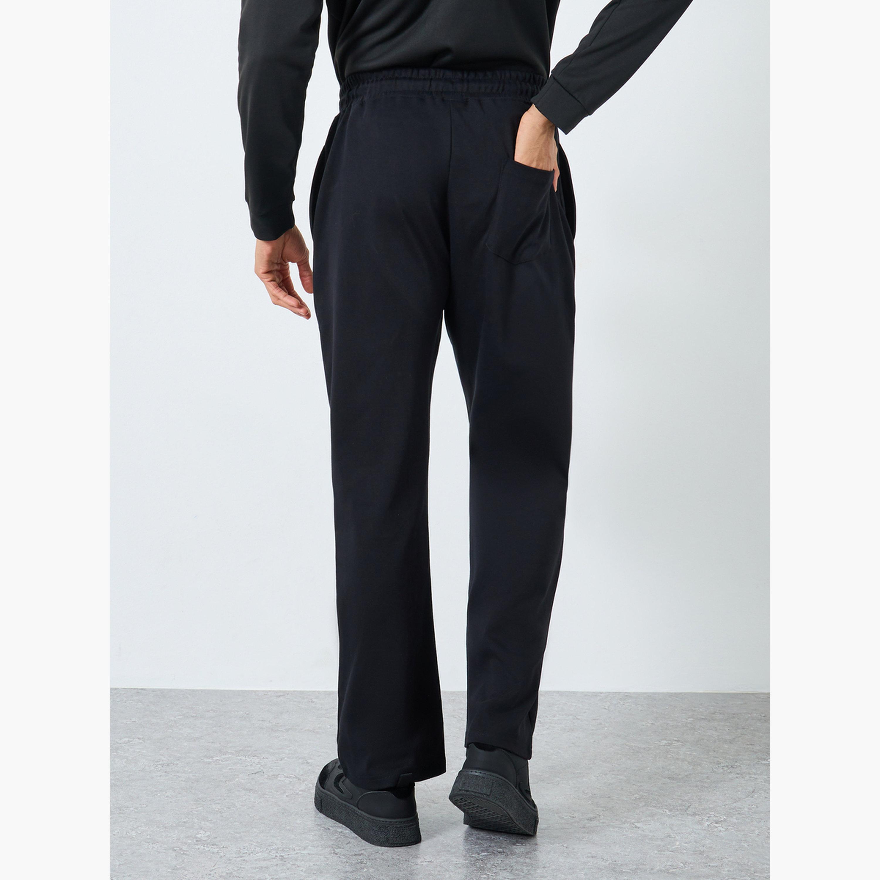 Styli Men Black Embroidered Oversized Joggers-men-clothing-bottoms-joggers-image-4