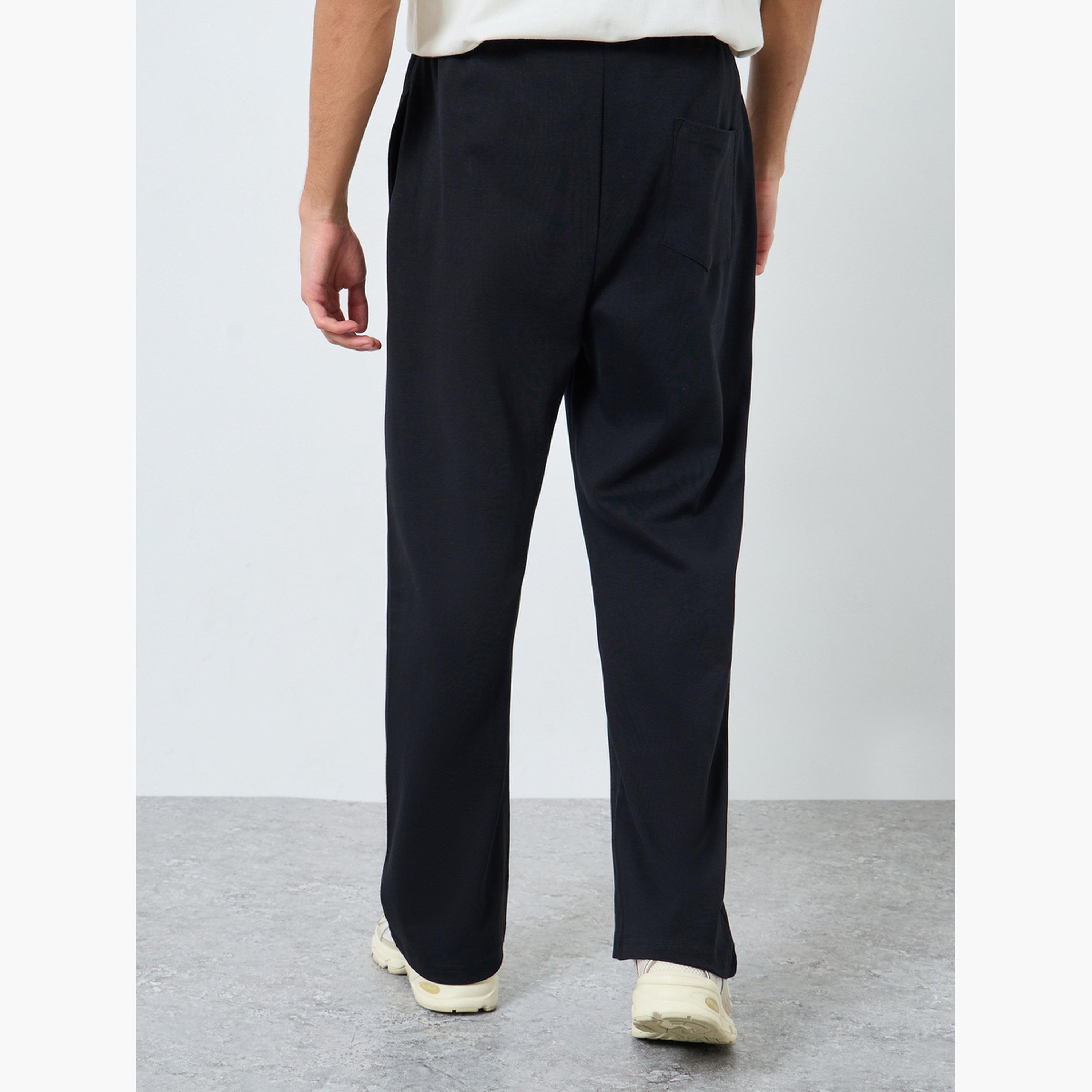 Styli Black Embossed Minimal Slogan Joggers-men-clothing-bottoms-joggers-image-4
