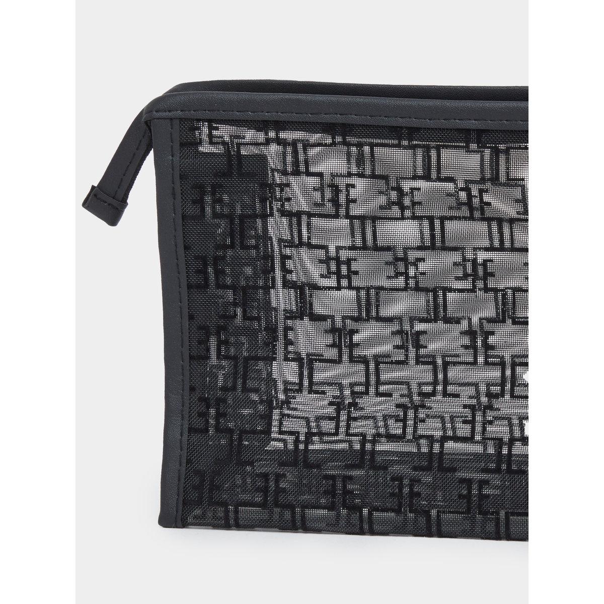 Styli Women Black Patterned Design Washbag-women-bagsandwallets-handbags-image-3