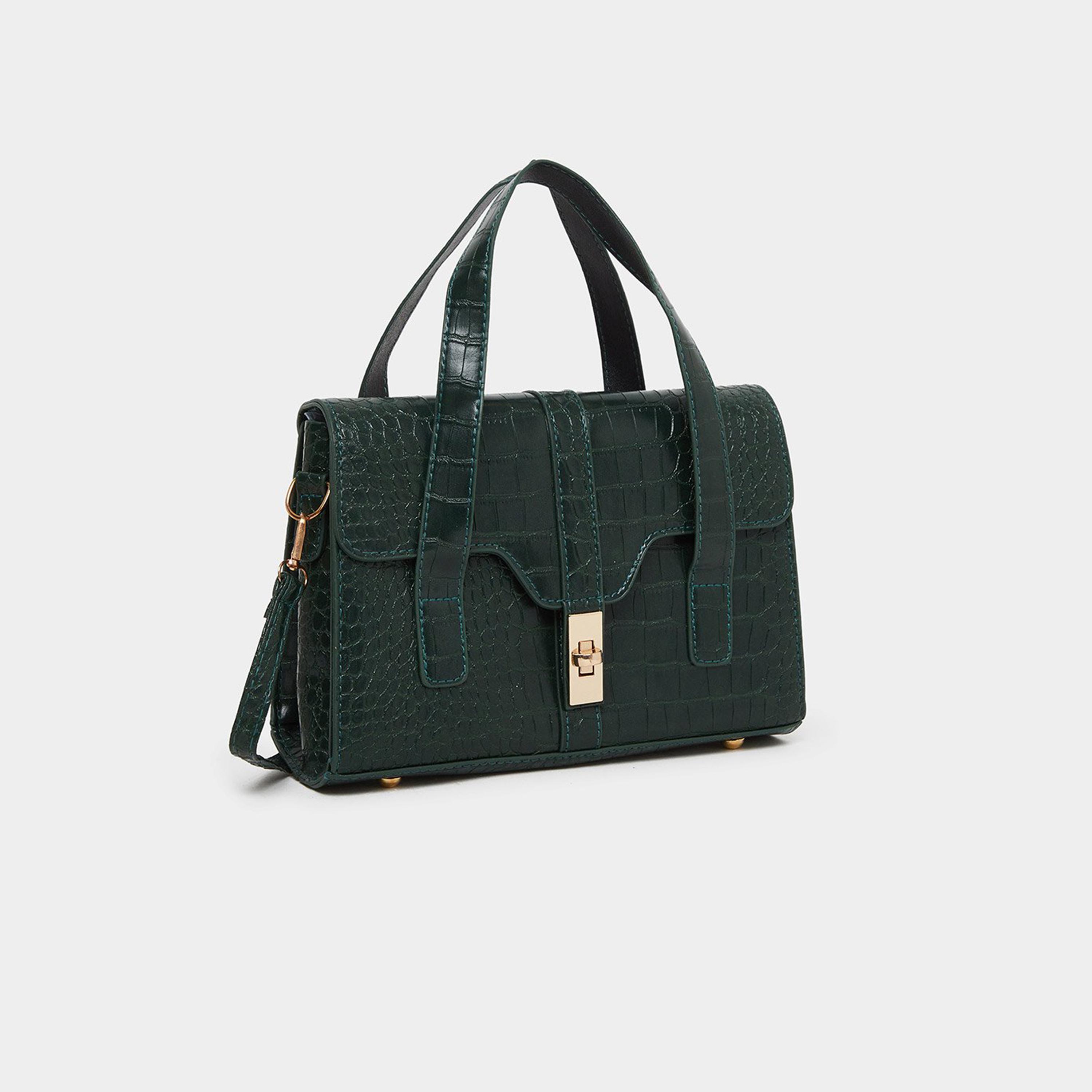 ستايلي - شنطة يد بقفل ذهبي من جلد التمساح-women-bagsandwallets-handbags-image-1