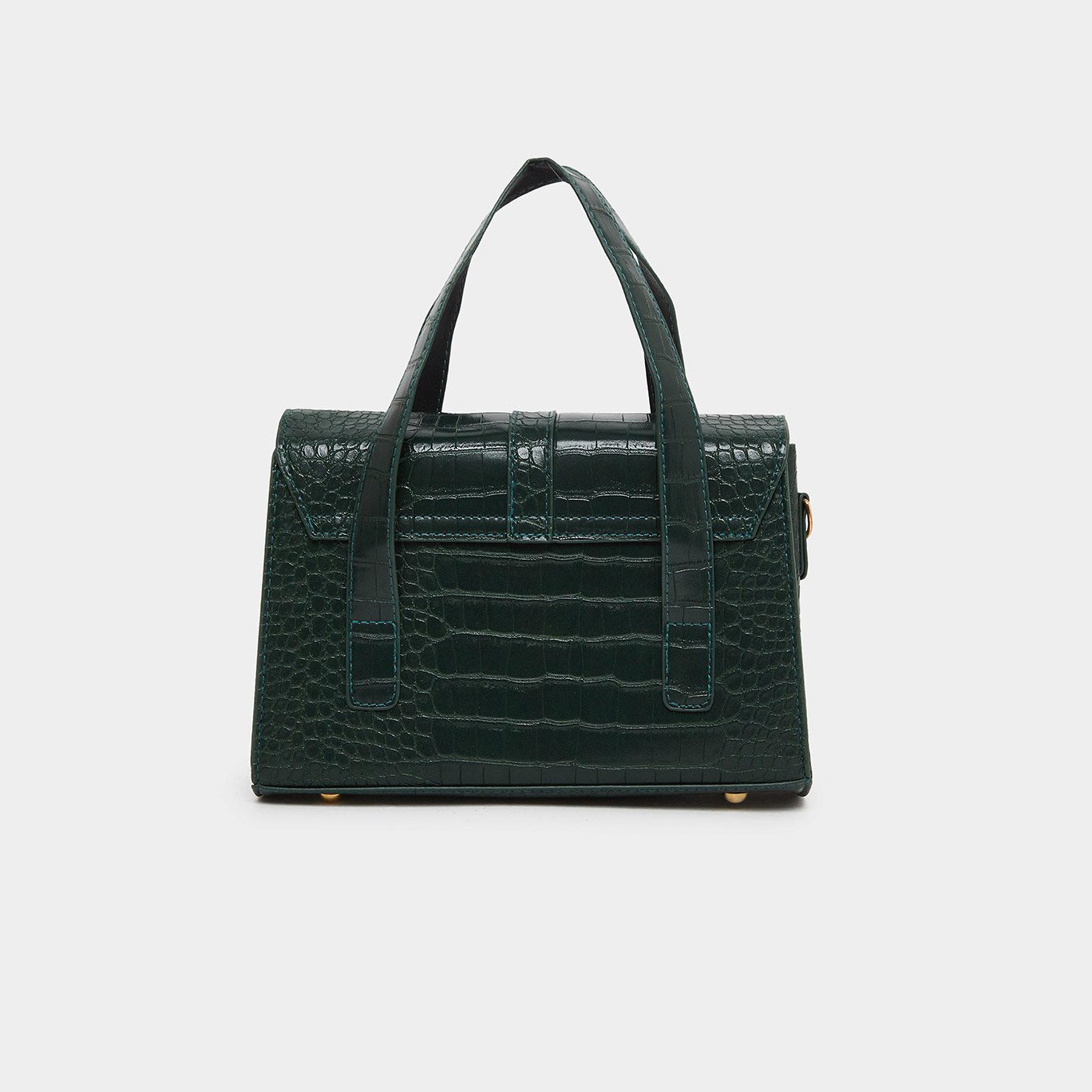 Styli Croc Skin Golden Lock Handbag-women-bagsandwallets-handbags-image-2
