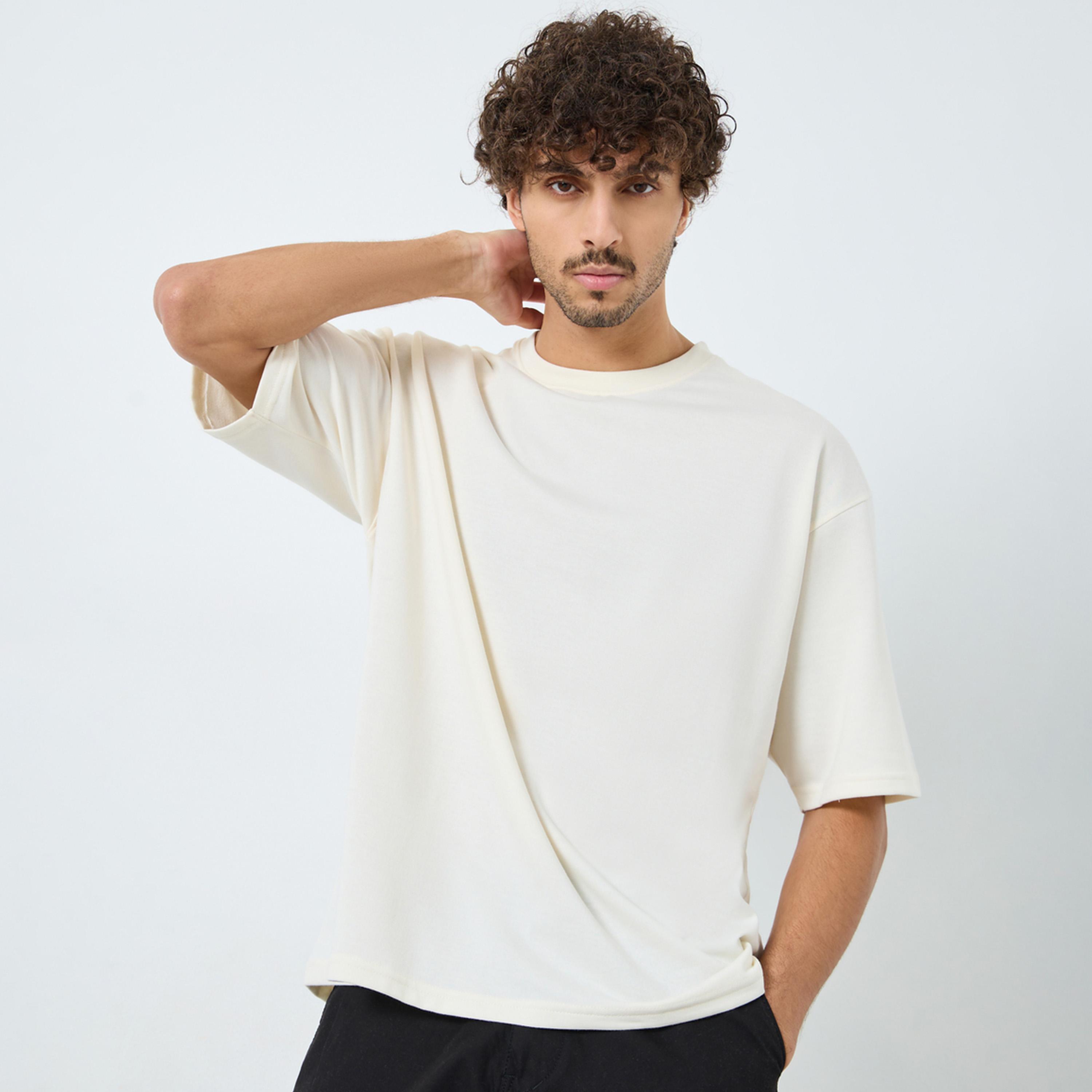 Styli Men Cream Back Printed Terry Oversized T-Shirt-men-clothing-tshirtsandpolos-tshirts-image-1