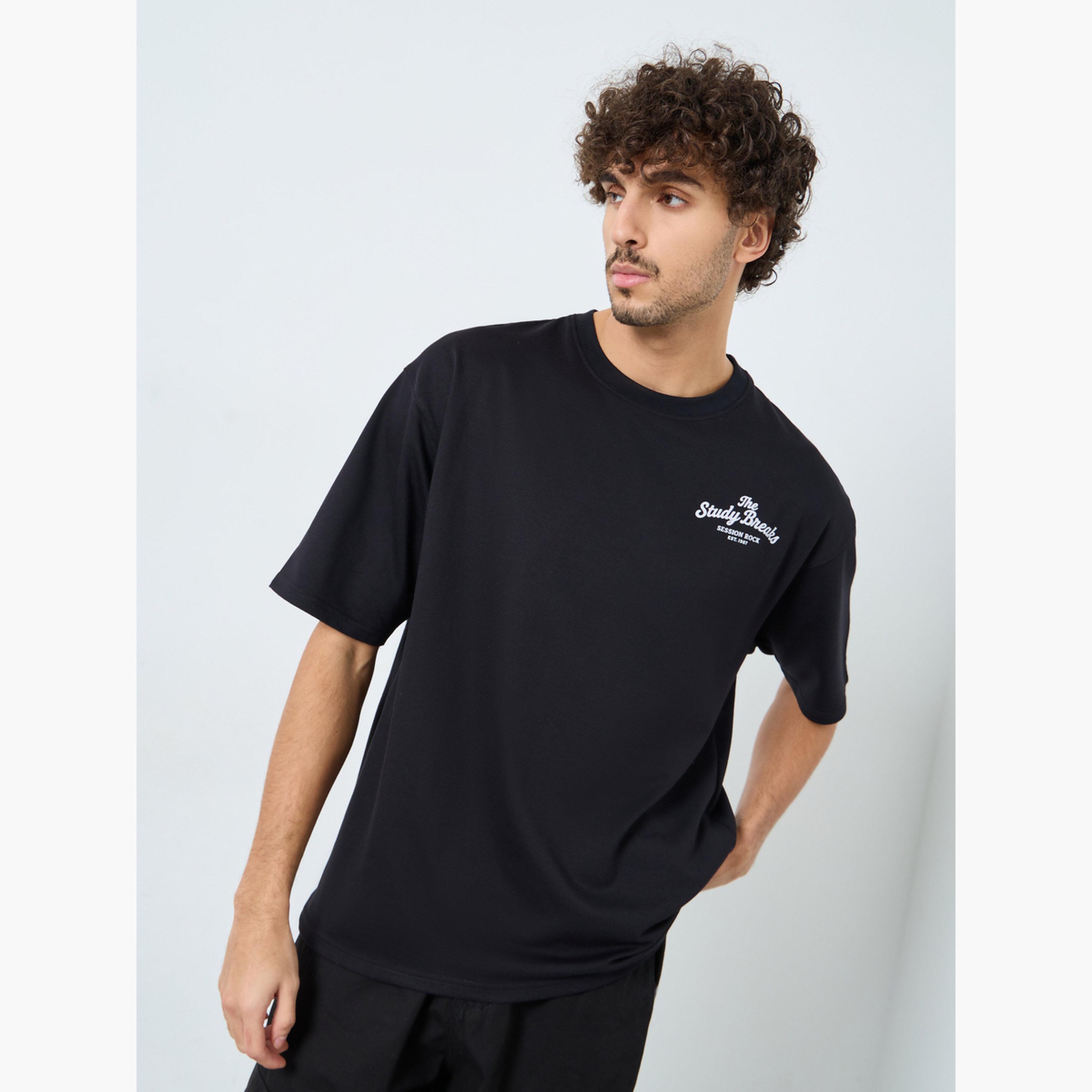 Styli Men Black Graphic Print Oversized T-Shirt-men-clothing-tshirtsandpolos-tshirts-image-1
