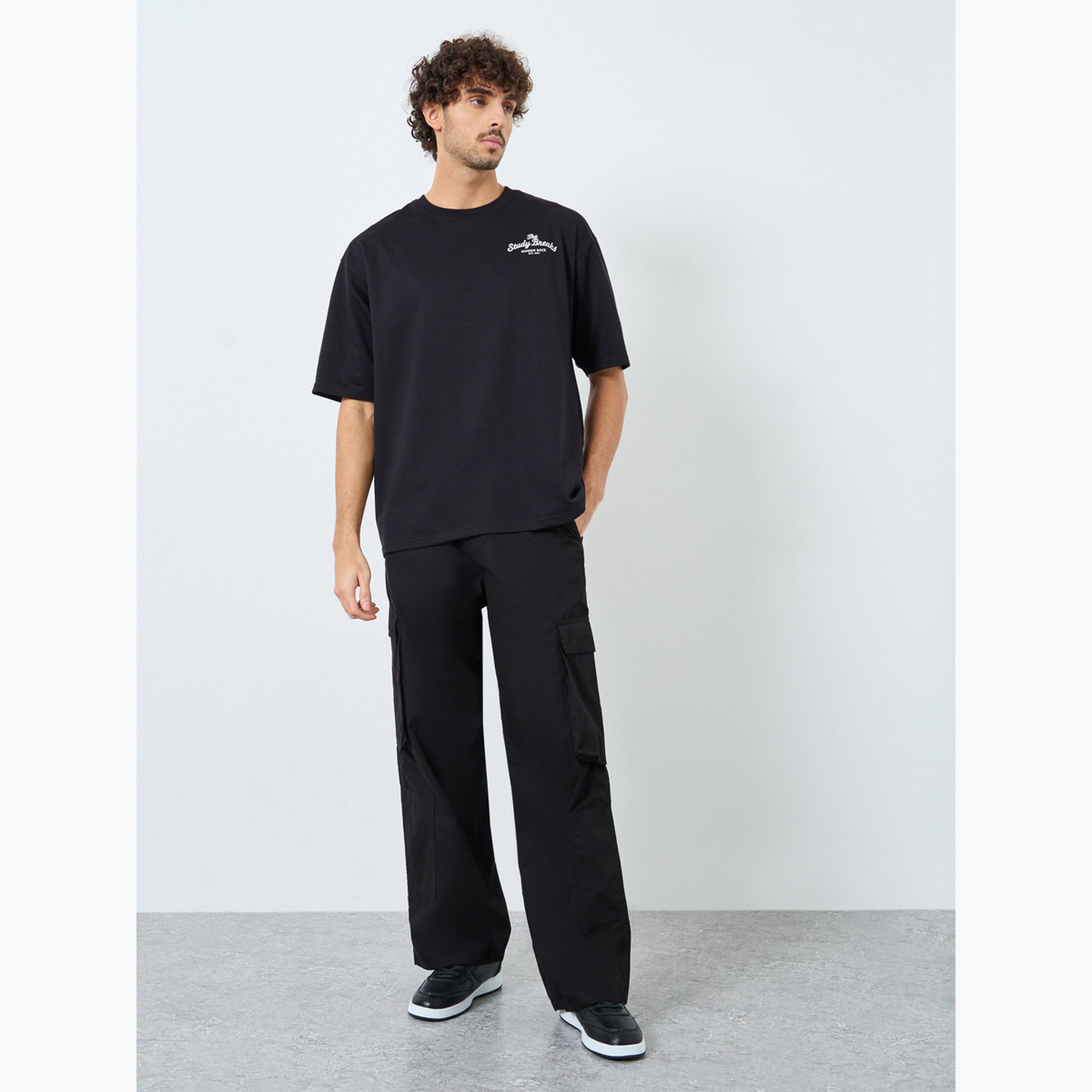 Styli Men Black Graphic Print Oversized T-Shirt-men-clothing-tshirtsandpolos-tshirts-image-2