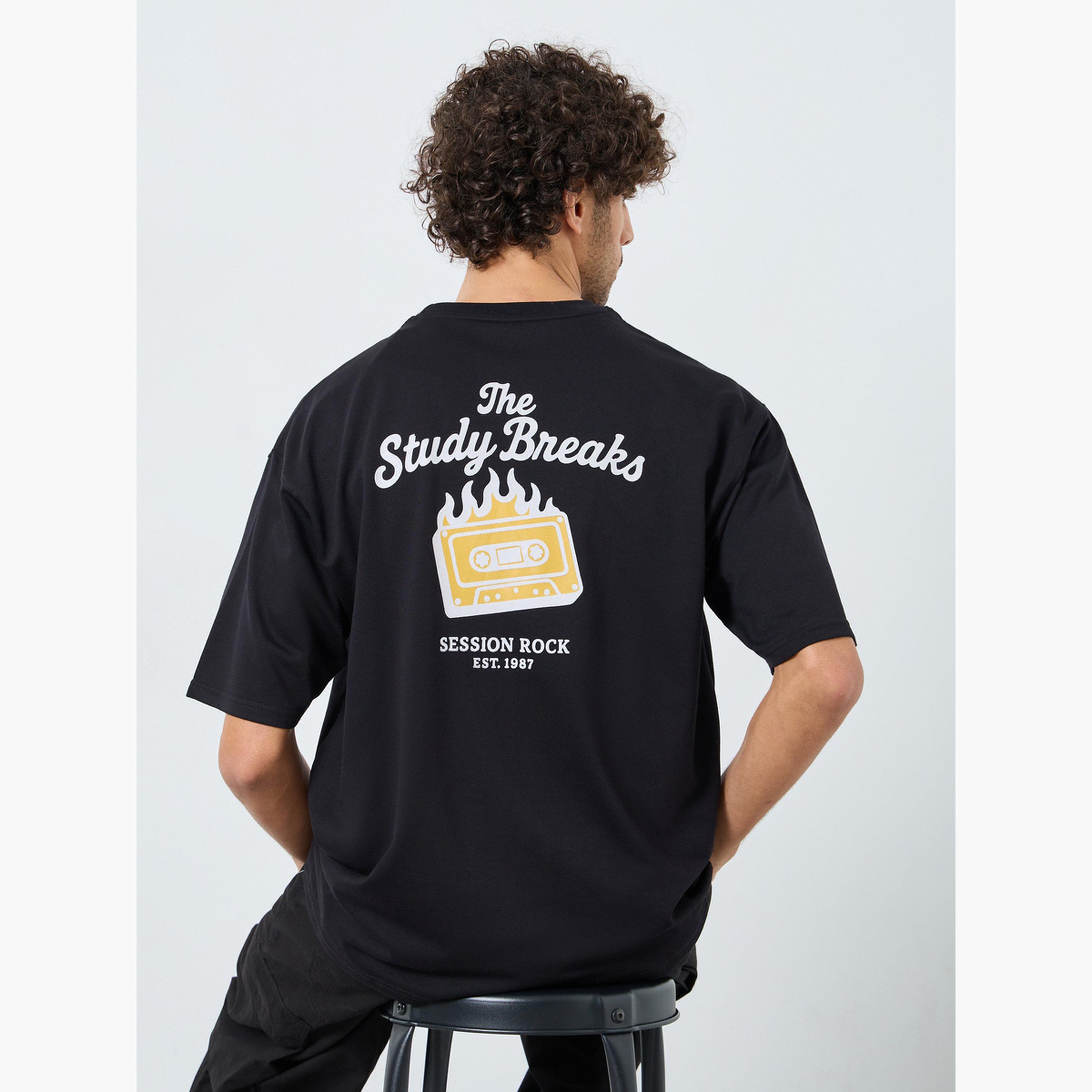 Styli Men Black Graphic Print Oversized T-Shirt-men-clothing-tshirtsandpolos-tshirts-image-3