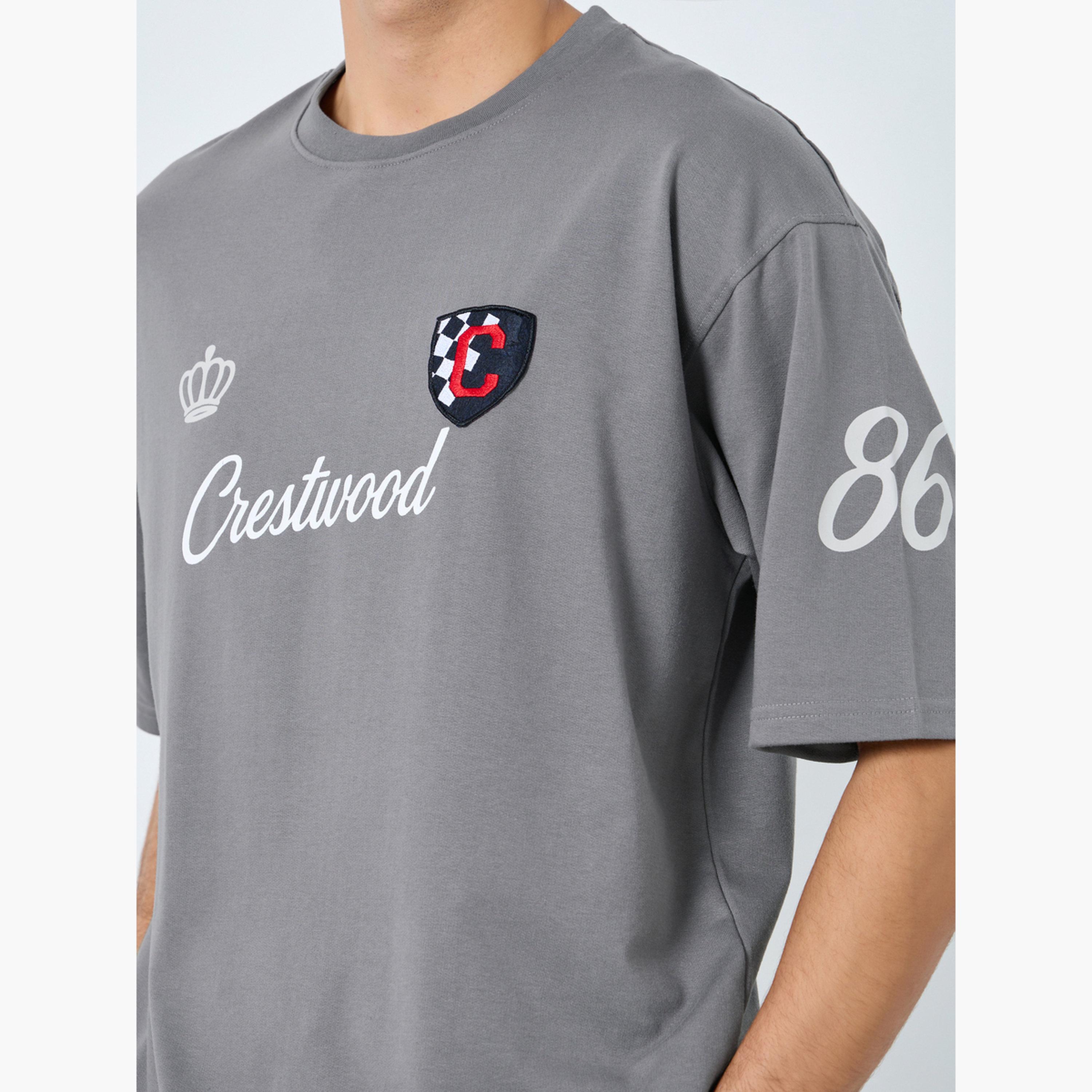 Styli Men Grey Front Chest and Sleeve Print Oversized T-Shirt-men-clothing-tshirtsandpolos-tshirts-image-4