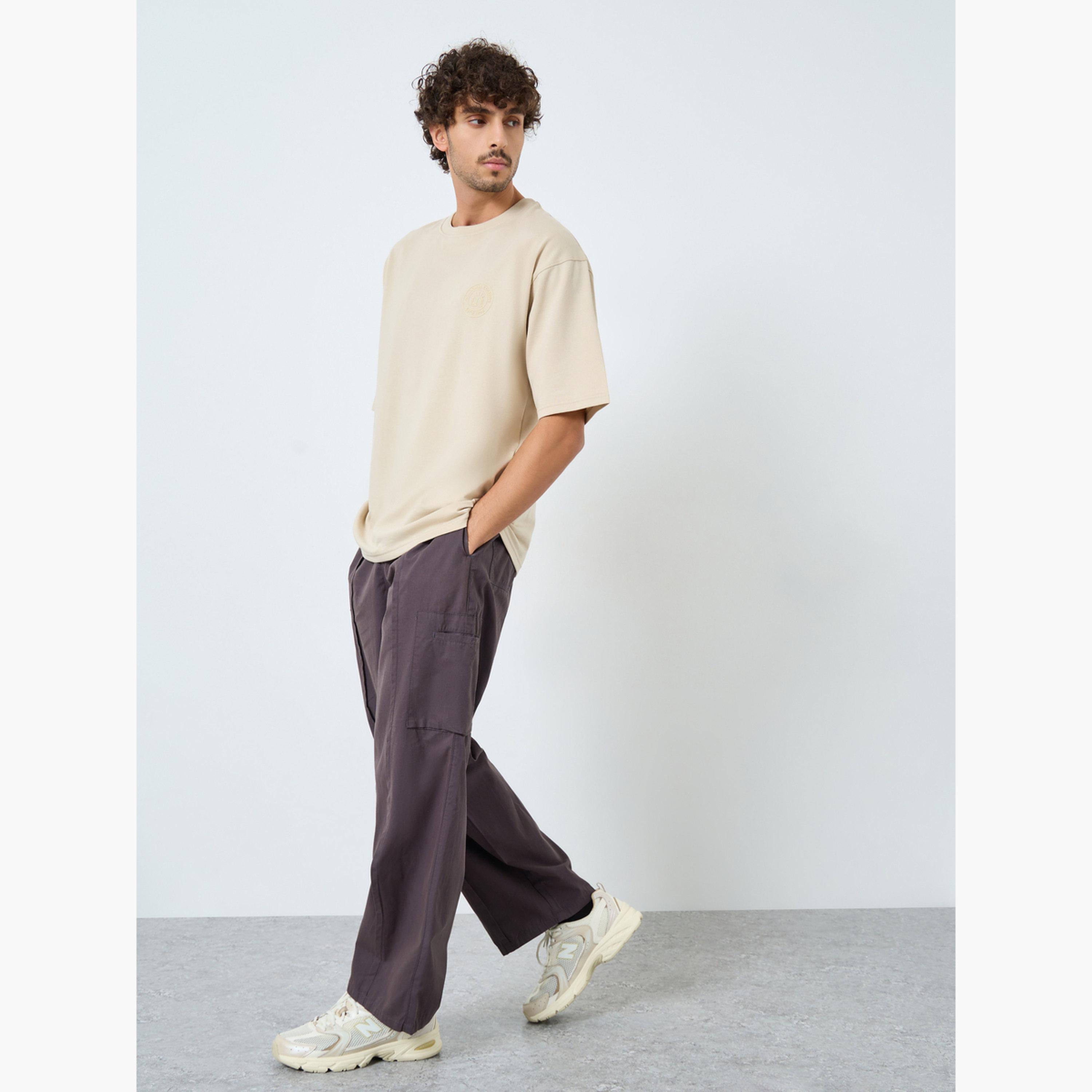 Styli Men Beige Graphic Print Oversized T-Shirt-men-clothing-tshirtsandpolos-tshirts-image-2