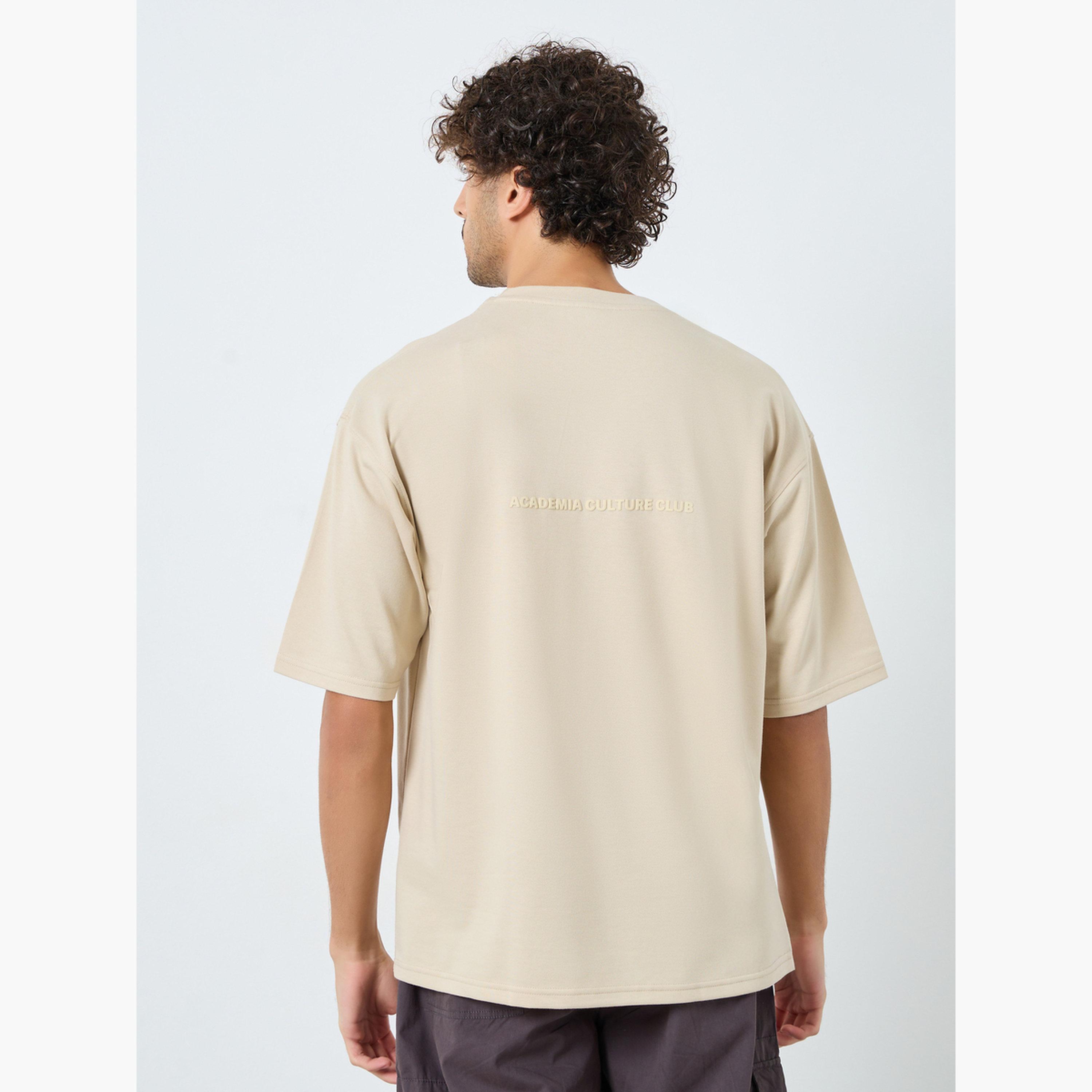 Styli Men Beige Graphic Print Oversized T-Shirt-men-clothing-tshirtsandpolos-tshirts-image-4