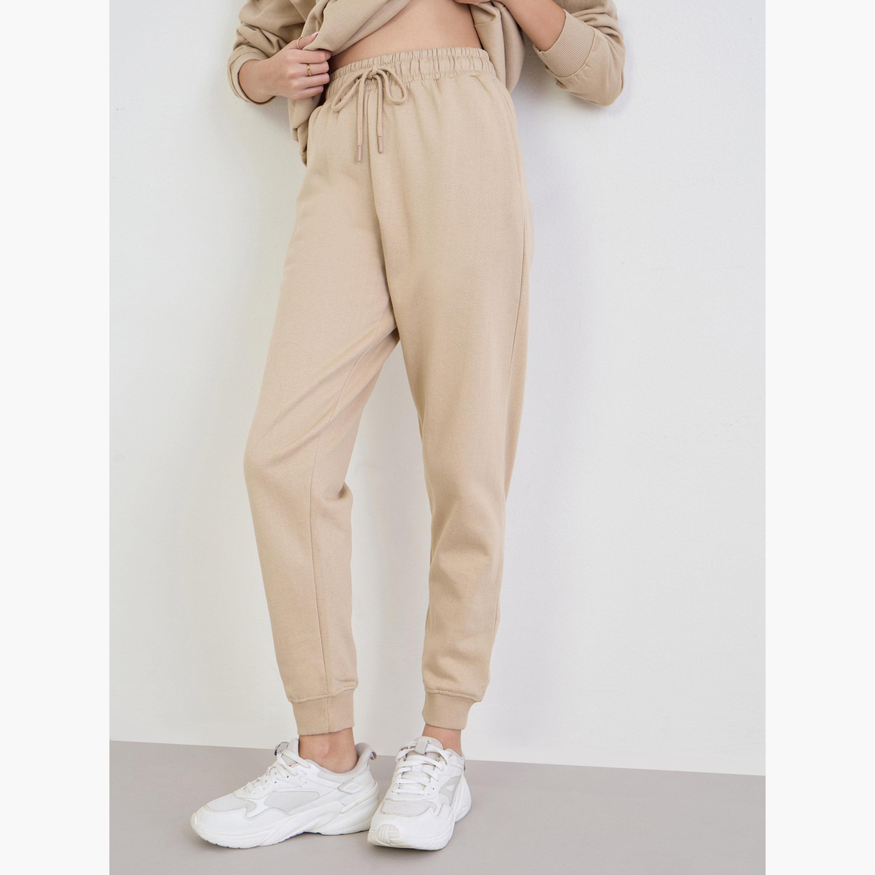 Styli Brown Longline Sweatshirt and Joggers Co-Ords-women-clothing-coordsets-image-4